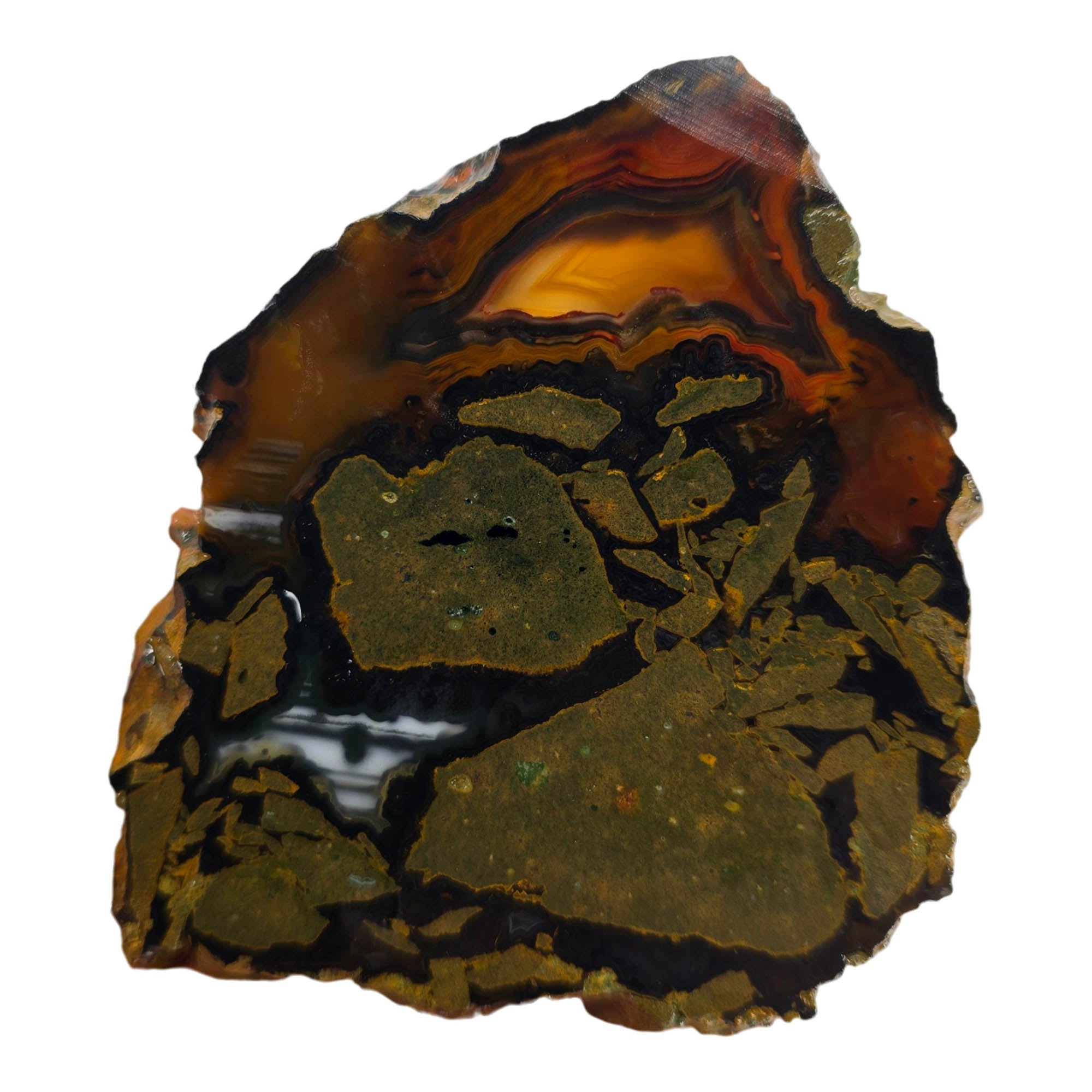 Piranha Agate Slab - Orange Red Black Brecciation Brazilian! #3873-Photo4