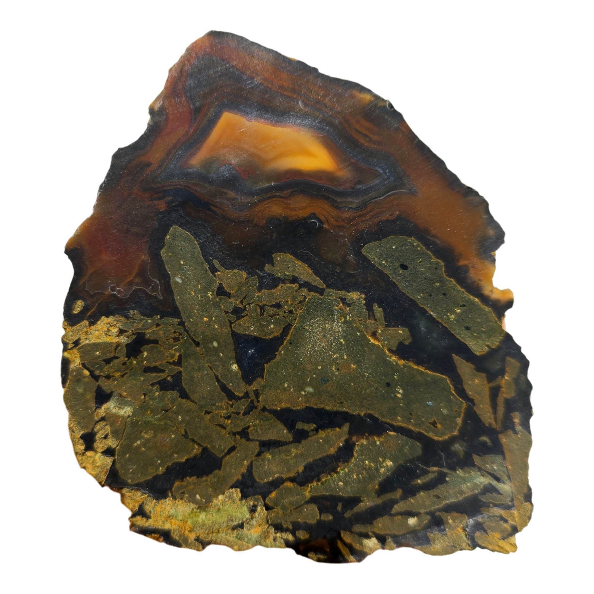 Piranha Agate Slab Dry - Orange Red Black Brecciation Brazilian! #3873-Photo5