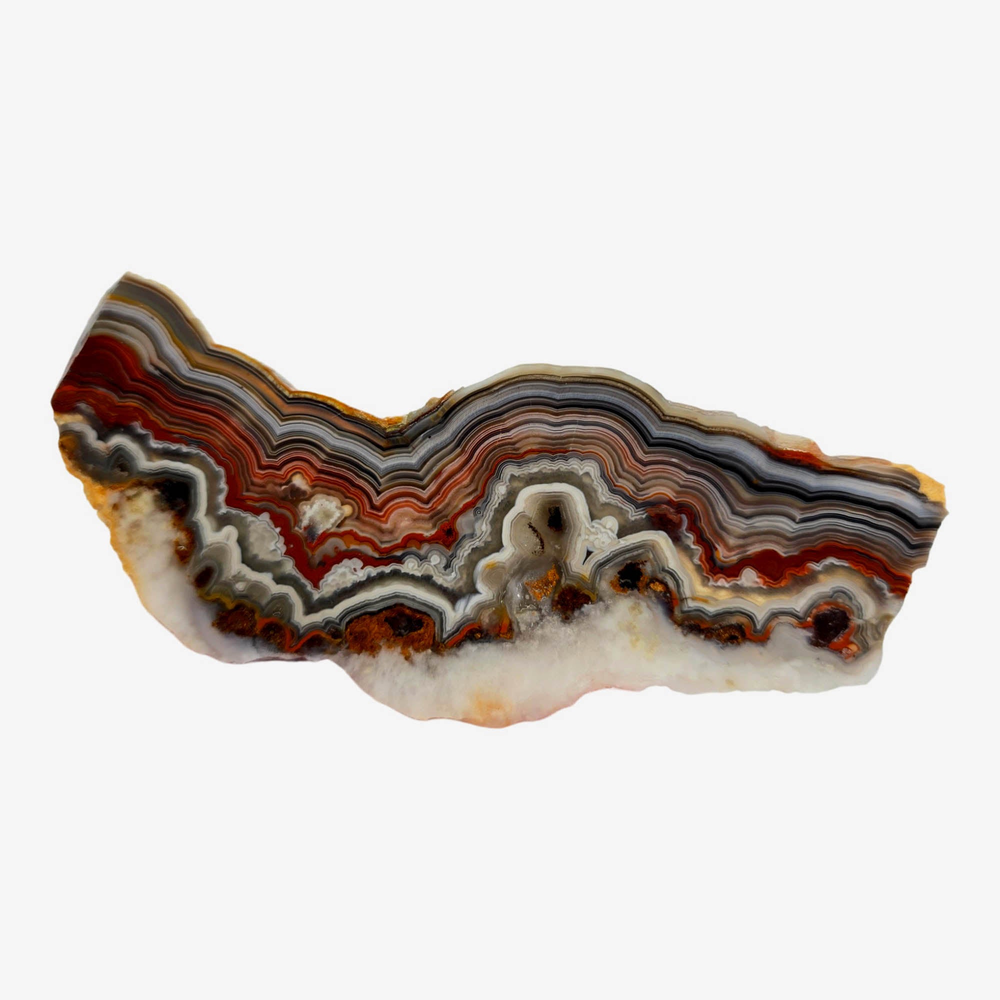 Crazy Lace Agate Slab – Spectacular Banding Bright Red Mexico #3883-4