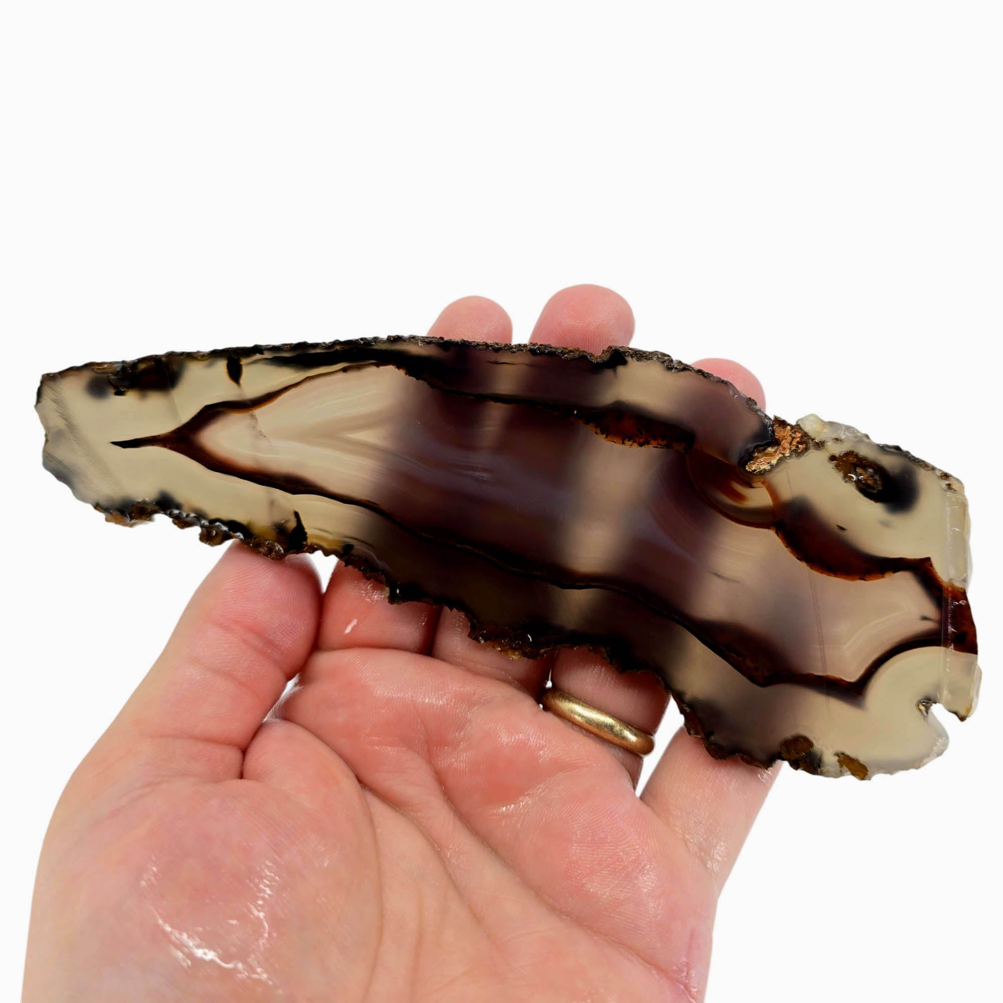 Brazilian Agate Slab - Translucent Blue Fortification Backlight Quality #3894-Photo4