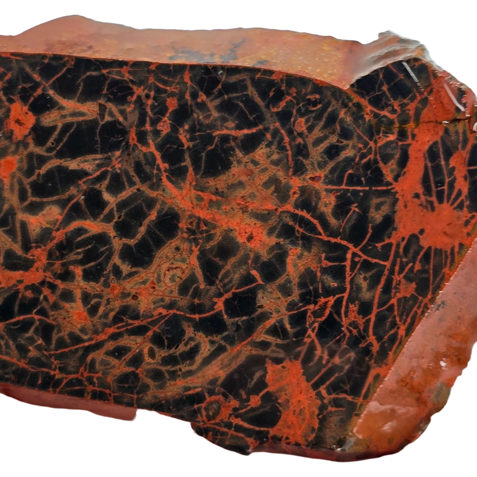 Spiderman Jasper Slab – Bright Orange-Red Webbing Black Background #3902-Photo2