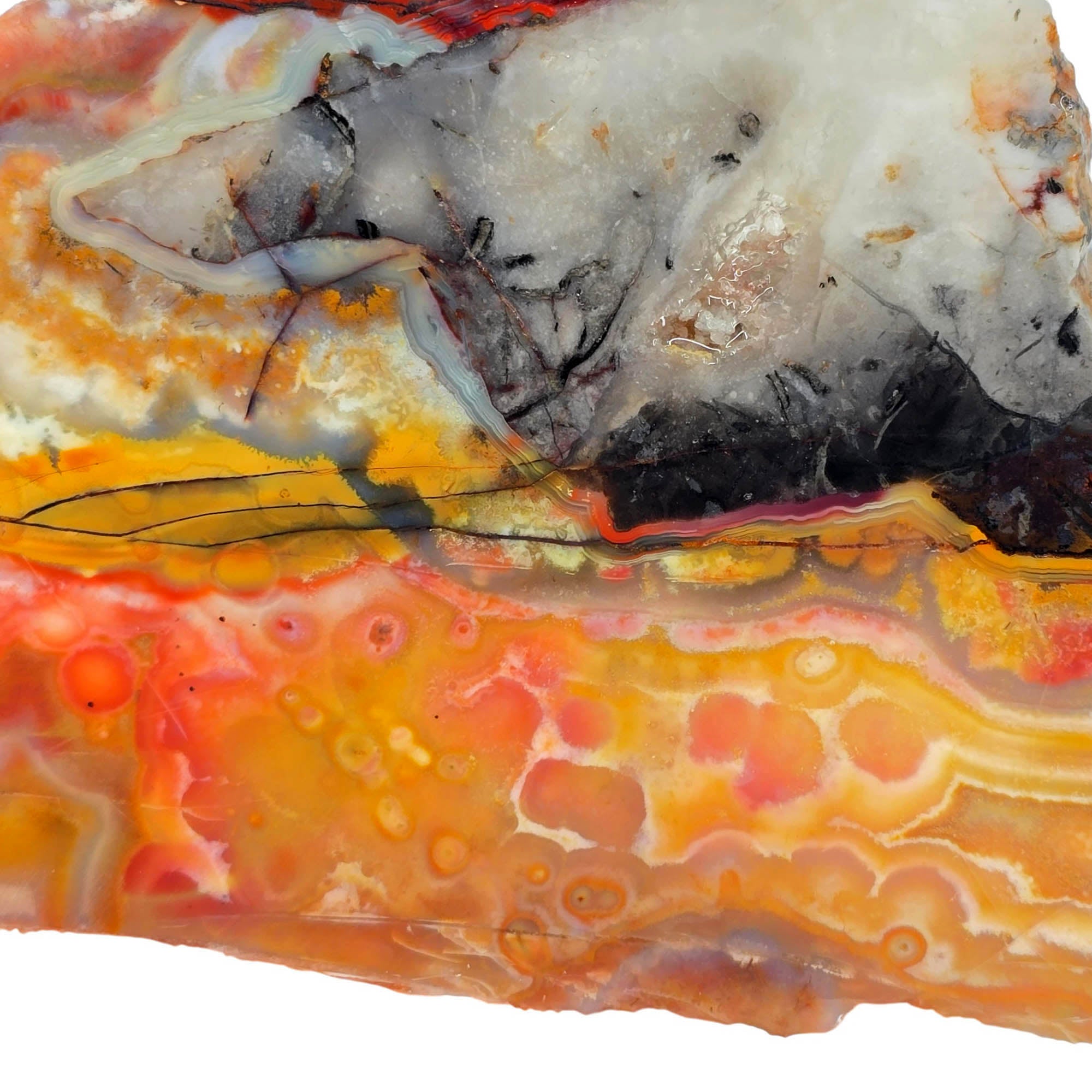 Flor de Durazno Lace Agate Slab – Creamy Peach Tube Patterns! #3904-Photo2