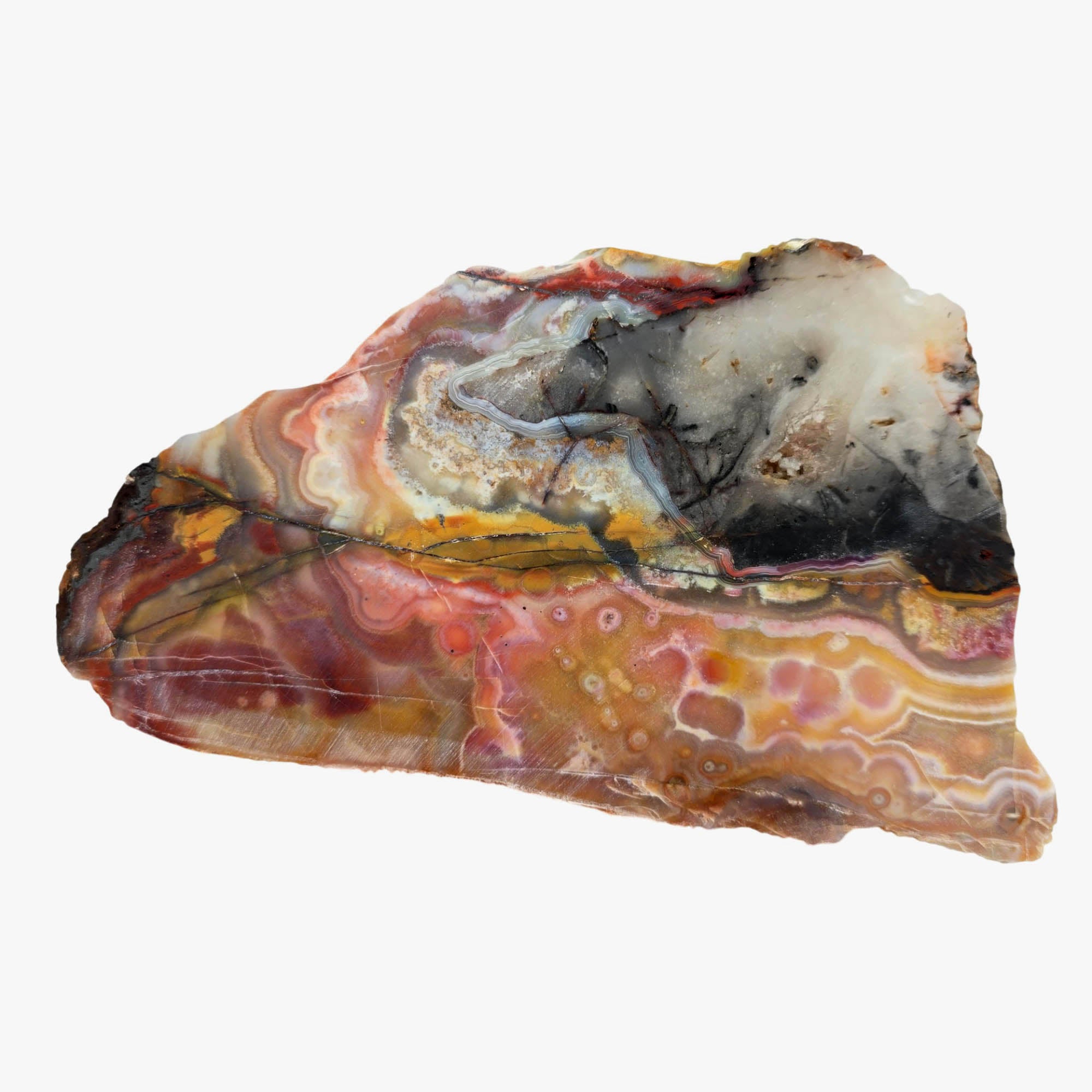 Flor de Durazno Lace Agate Slab Dry – Creamy Peach Tube Patterns! #3904-Photo6