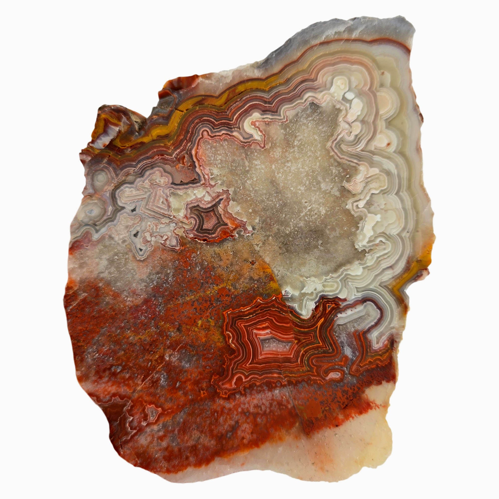 Laguna Lace Agate Slab Dry – Fortification Circles Quartz River Mexican #3907-6