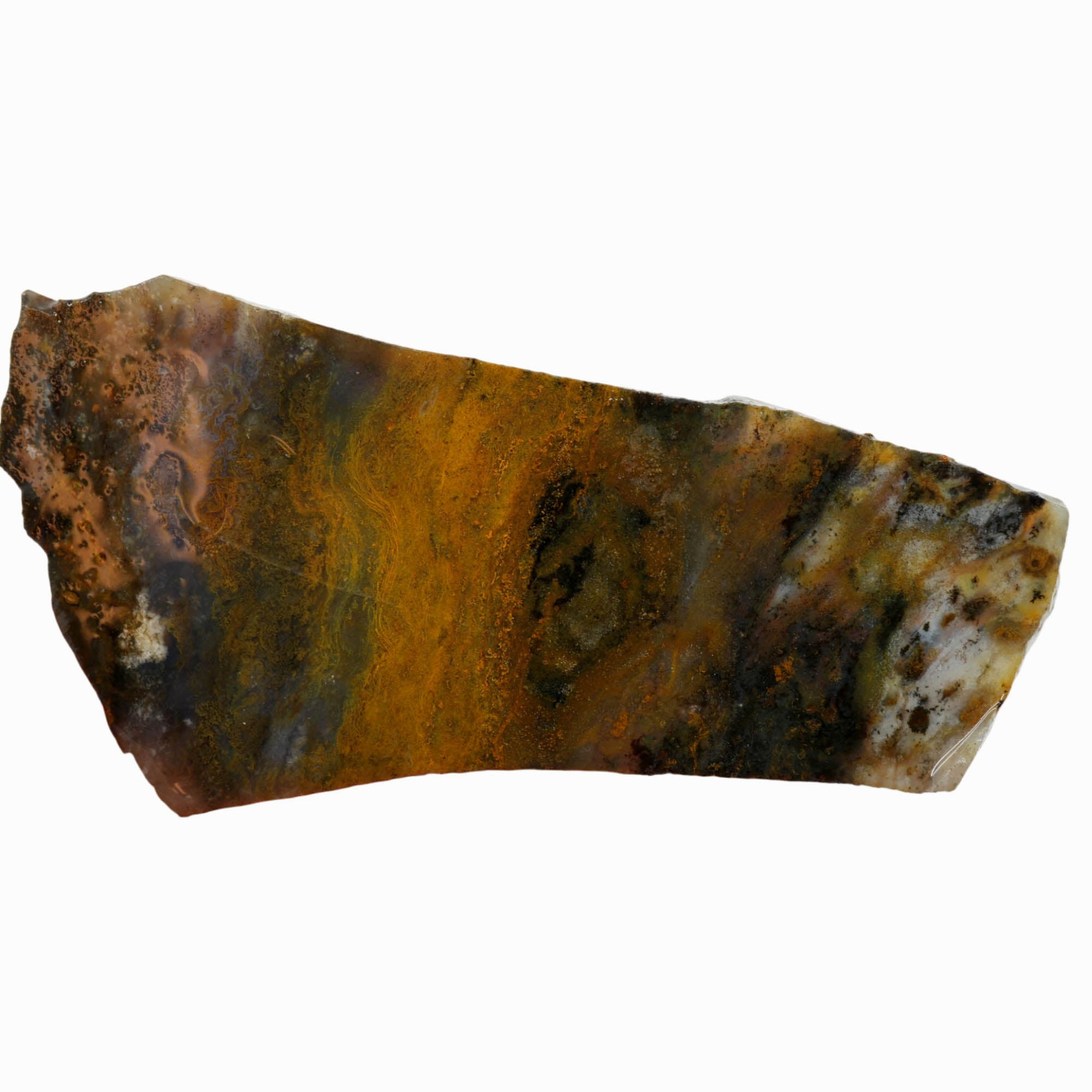 Ochoco Sunset Agate Slab – Mossy Patterns Center Banding Rare #3972-Photo6