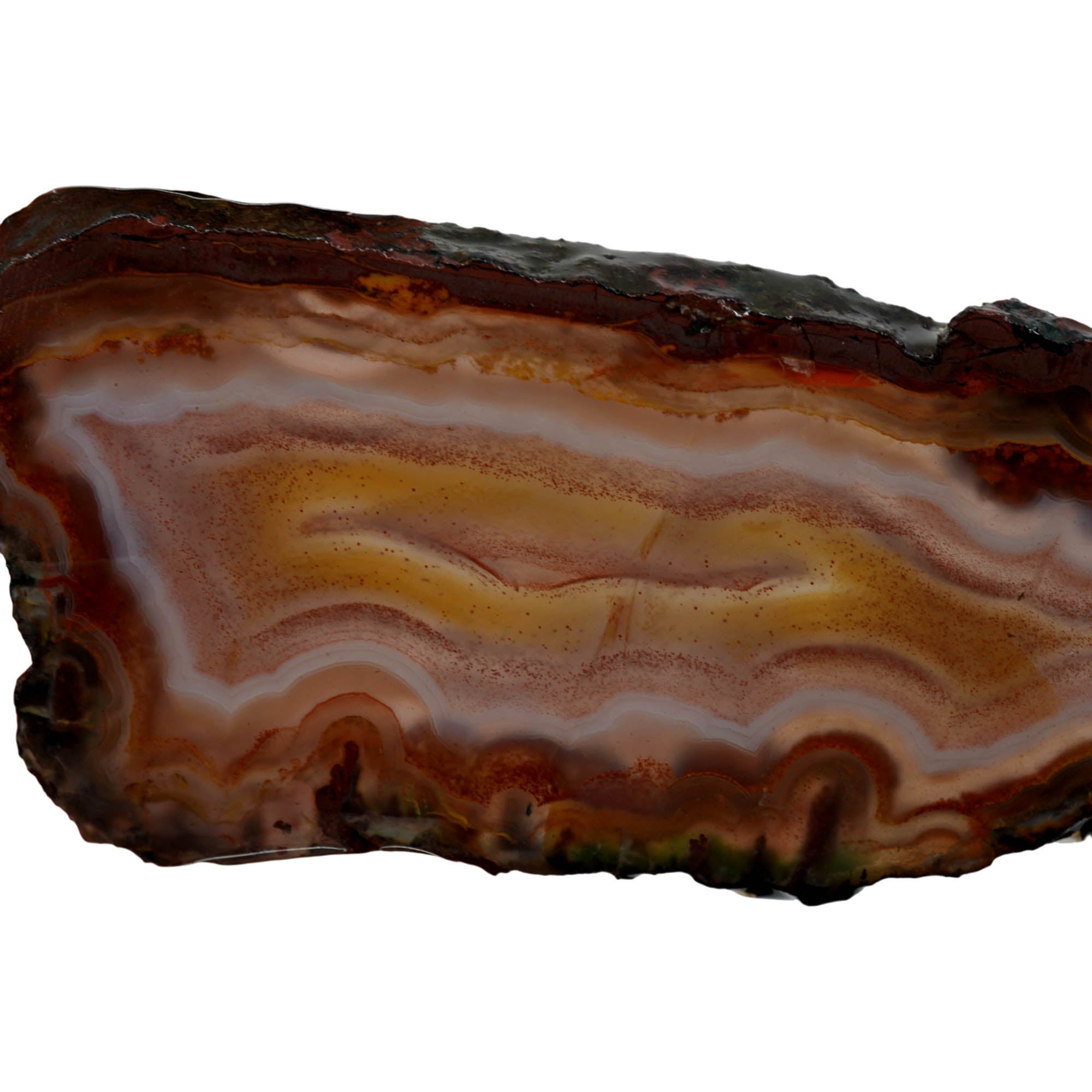 Moroccan Seam Agate Slab – Vibrant Orange Fortification Backlit Display #3977-2