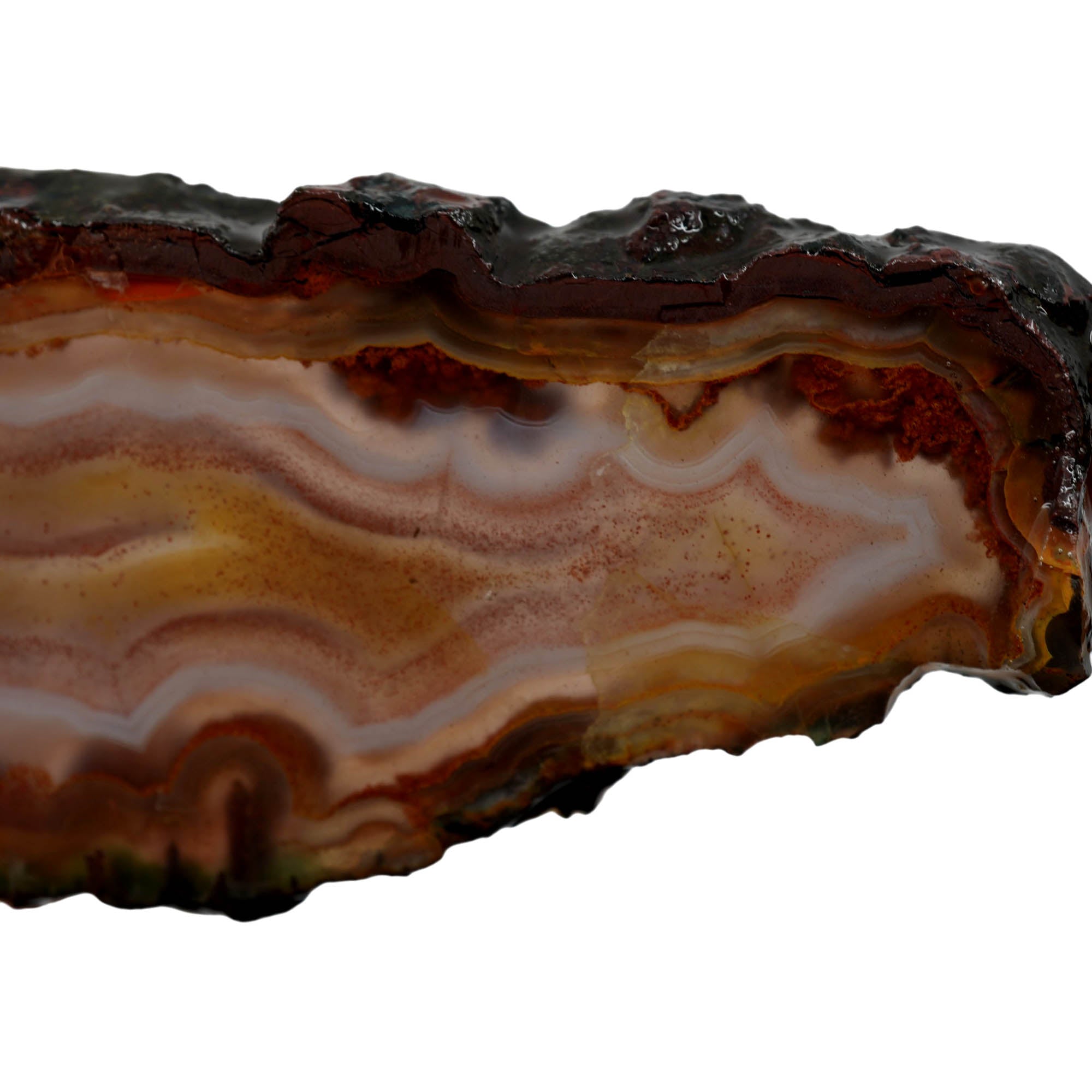 Moroccan Seam Agate Slab – Vibrant Orange Fortification Backlit Display #3977-3