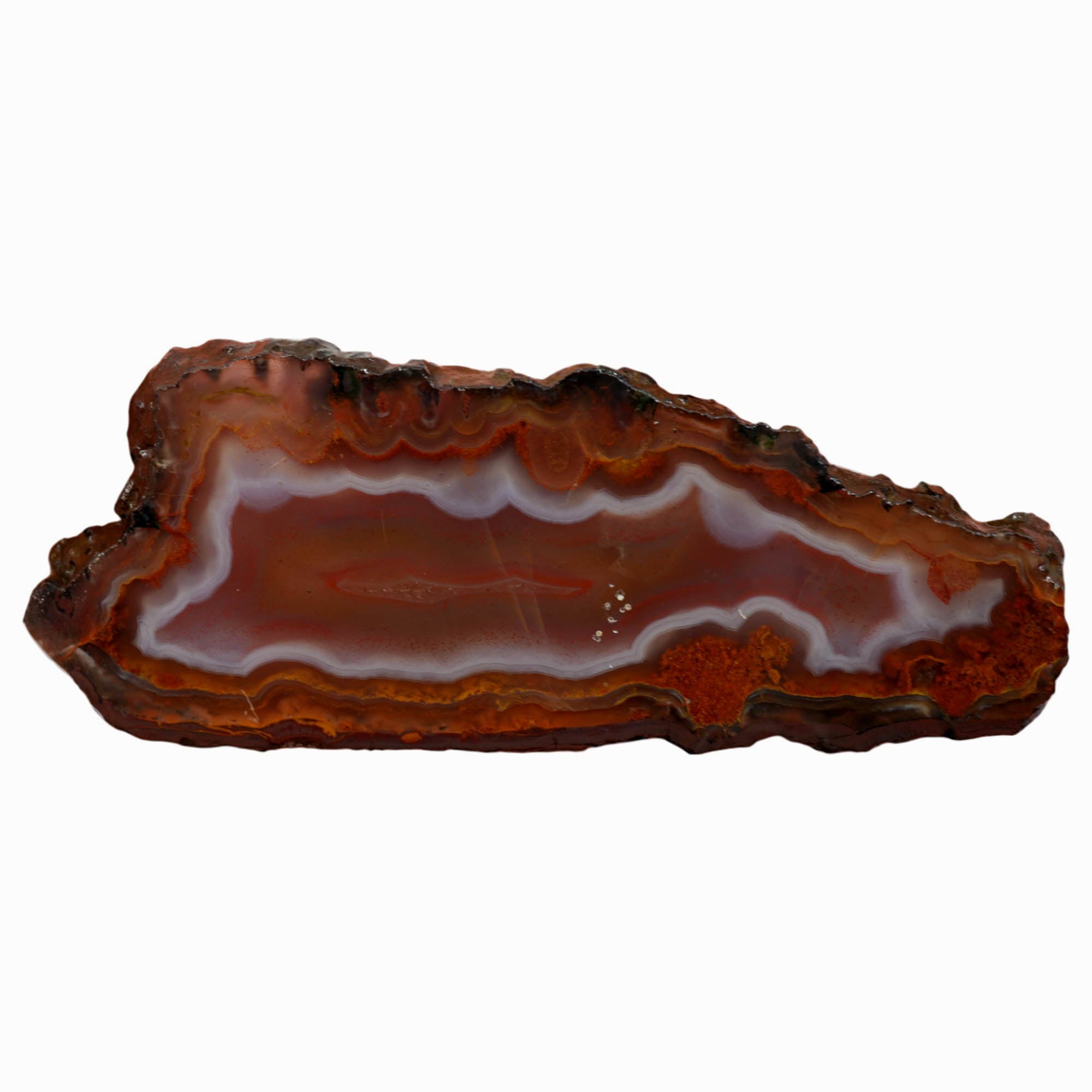 Moroccan Seam Agate Slab – Vibrant Orange Fortification Backlit Display #3977-5
