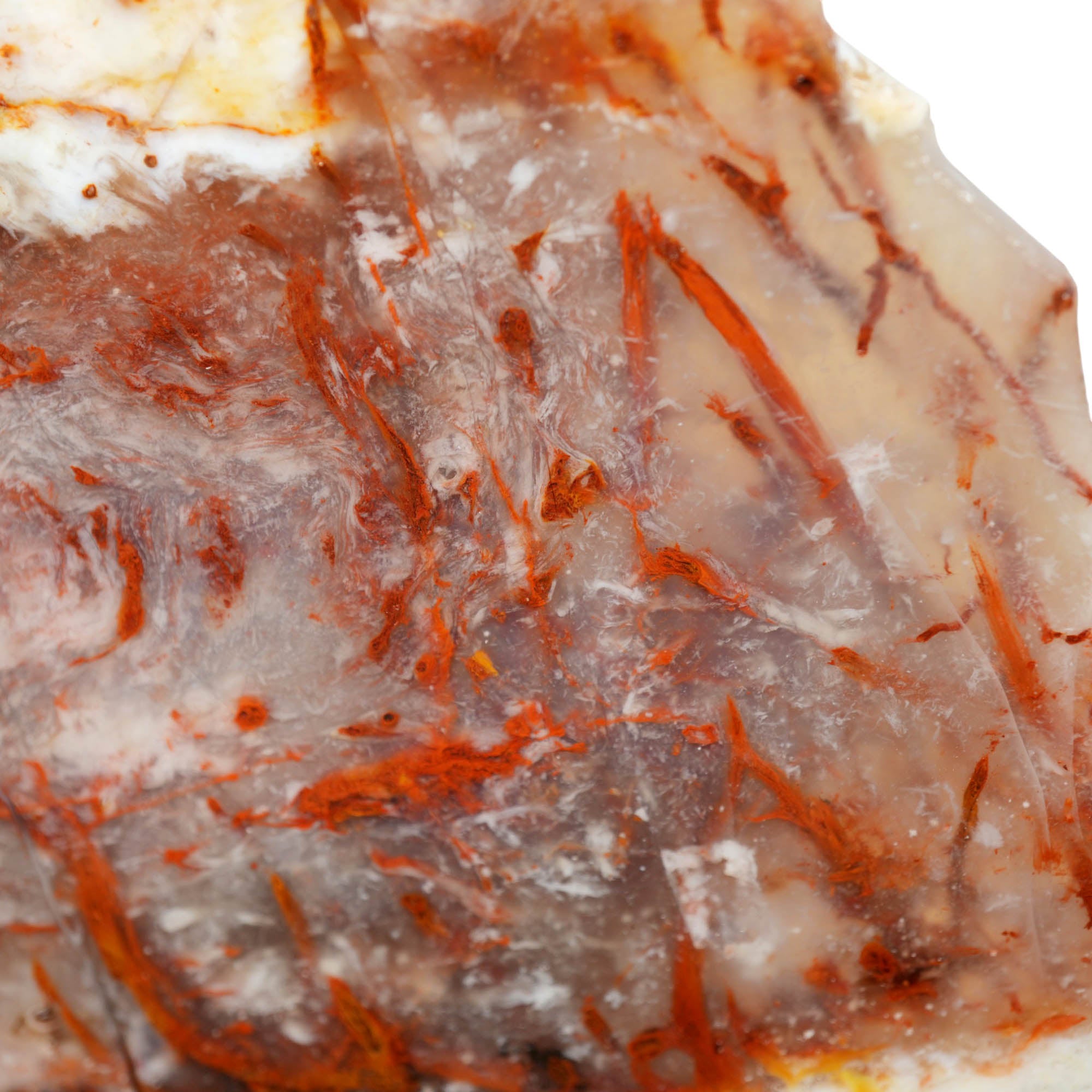 Kramer Hills Agate Slab - Fiery Red Bog Pattern White Feathers Druzy #3980-Photo3