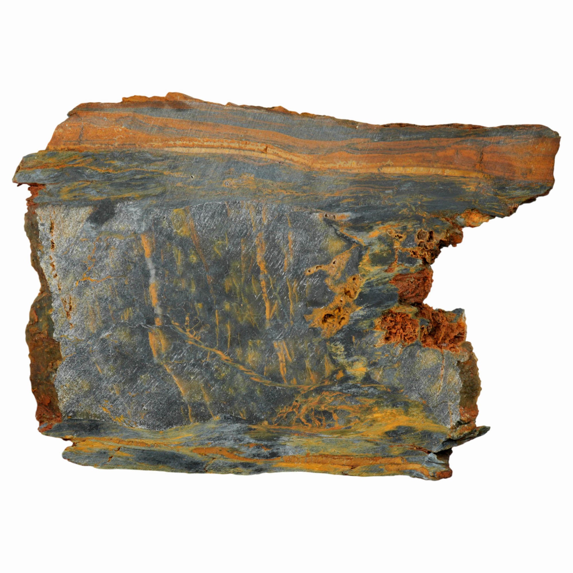 African Nellite Slab Dry - Blue Gold Chatoyancy Hematite Inclusions #3990-5