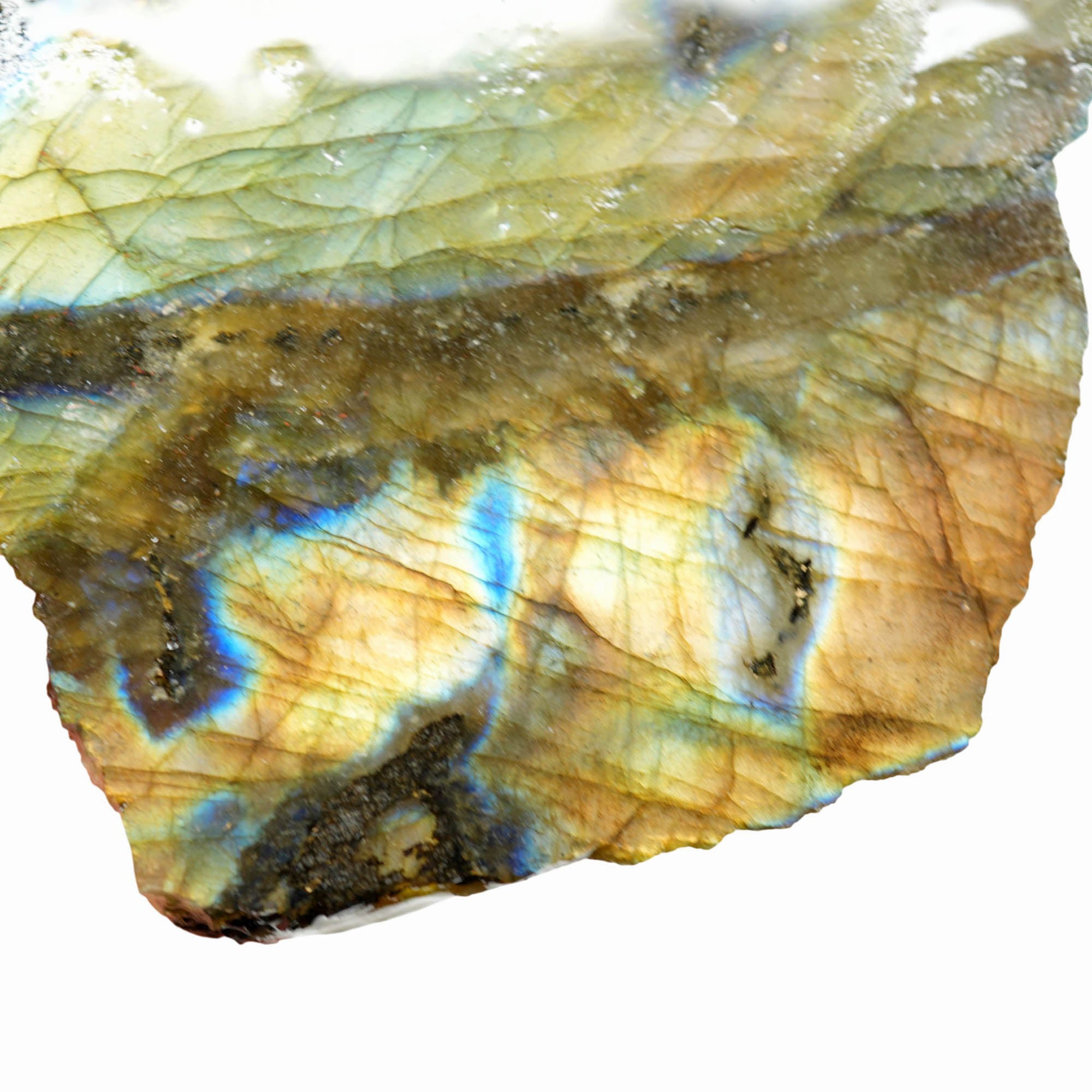 Labradorite Slab - Blue Yellow Green Flash Oil Paint Streaks #4008-Photo4