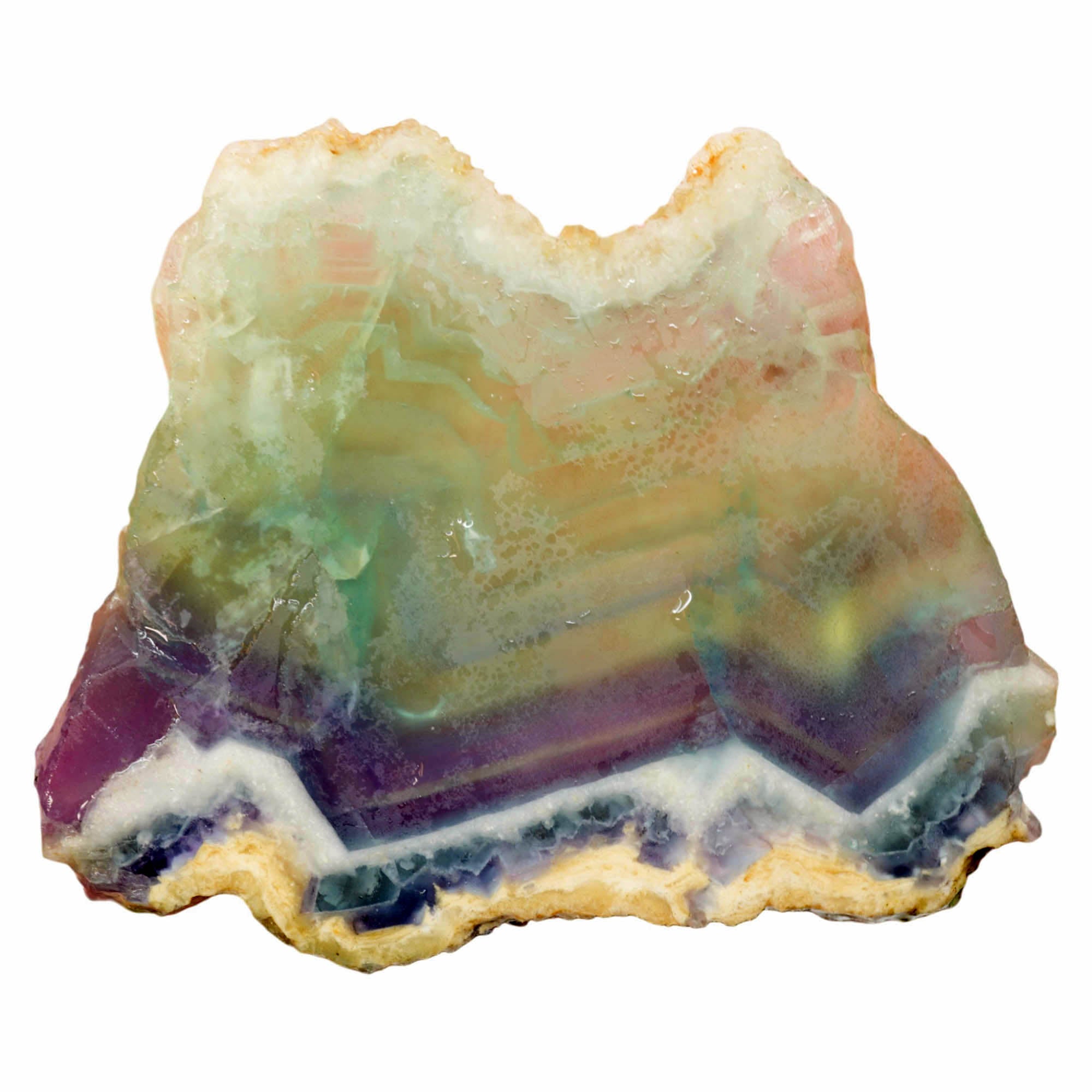 Chinese Rainbow Fluorite Slab – Light Green Purple Translucent Stained Glass! #4010-3
