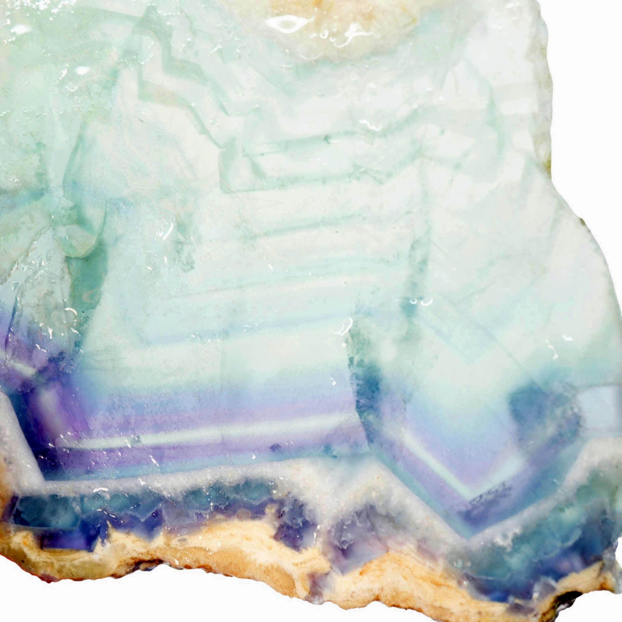 Chinese Rainbow Fluorite Slab – Light Green Purple Translucent Stained Glass! #4010-4