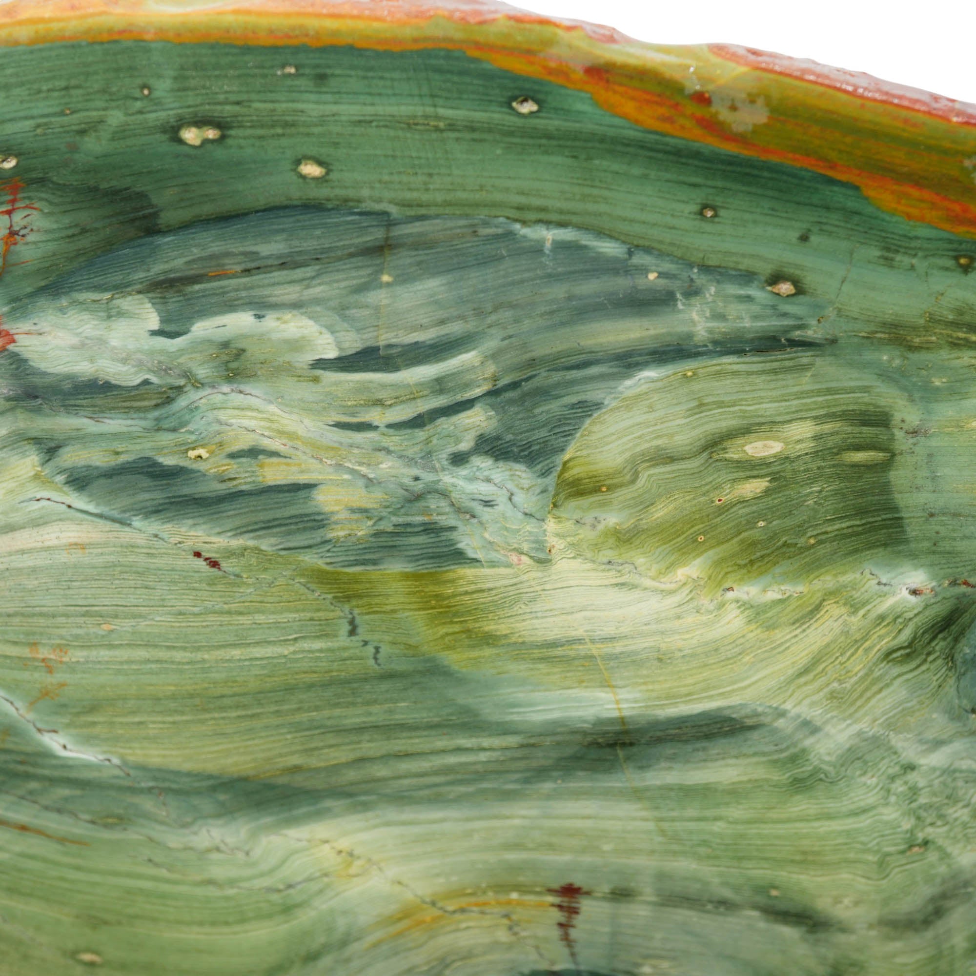 Gary Green Jasper Slab - Rare Elipsio Orbs with Red Dendrites