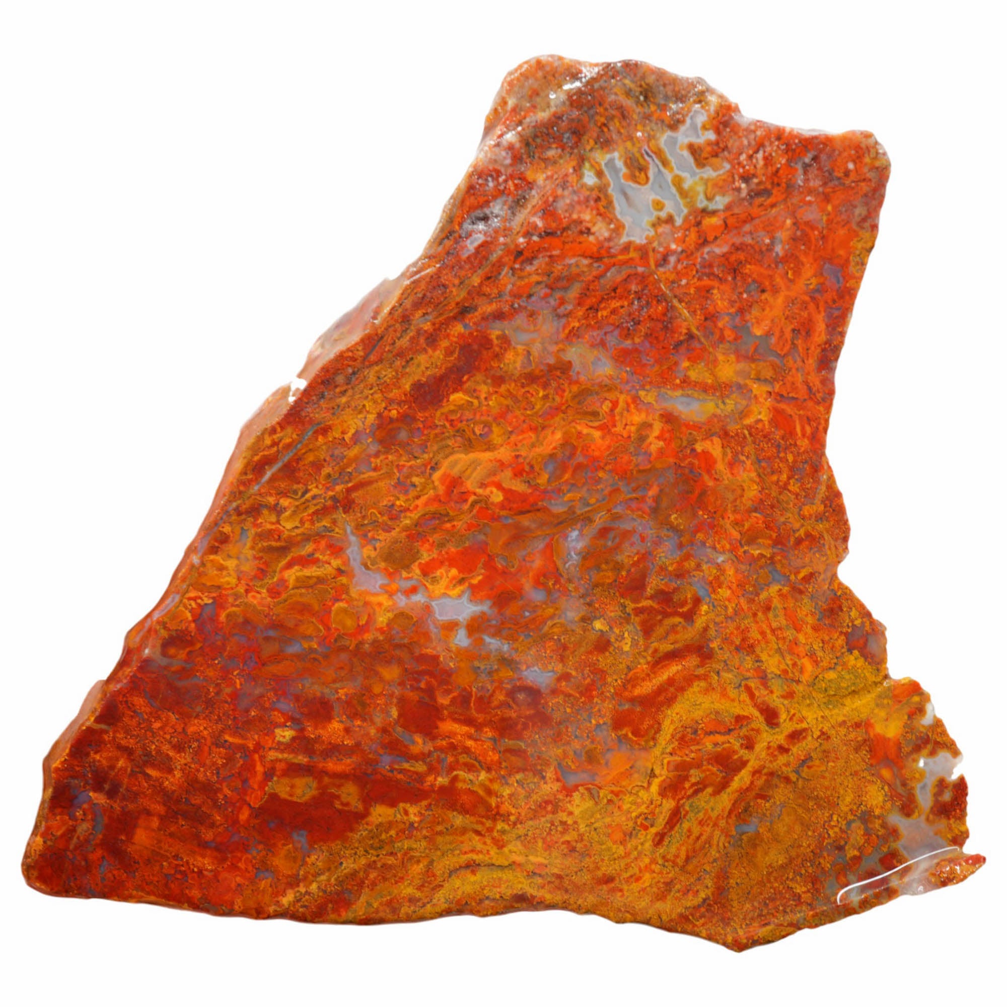 Apple Valley Agate Slab - Bright Red Golden Streaks with Moss