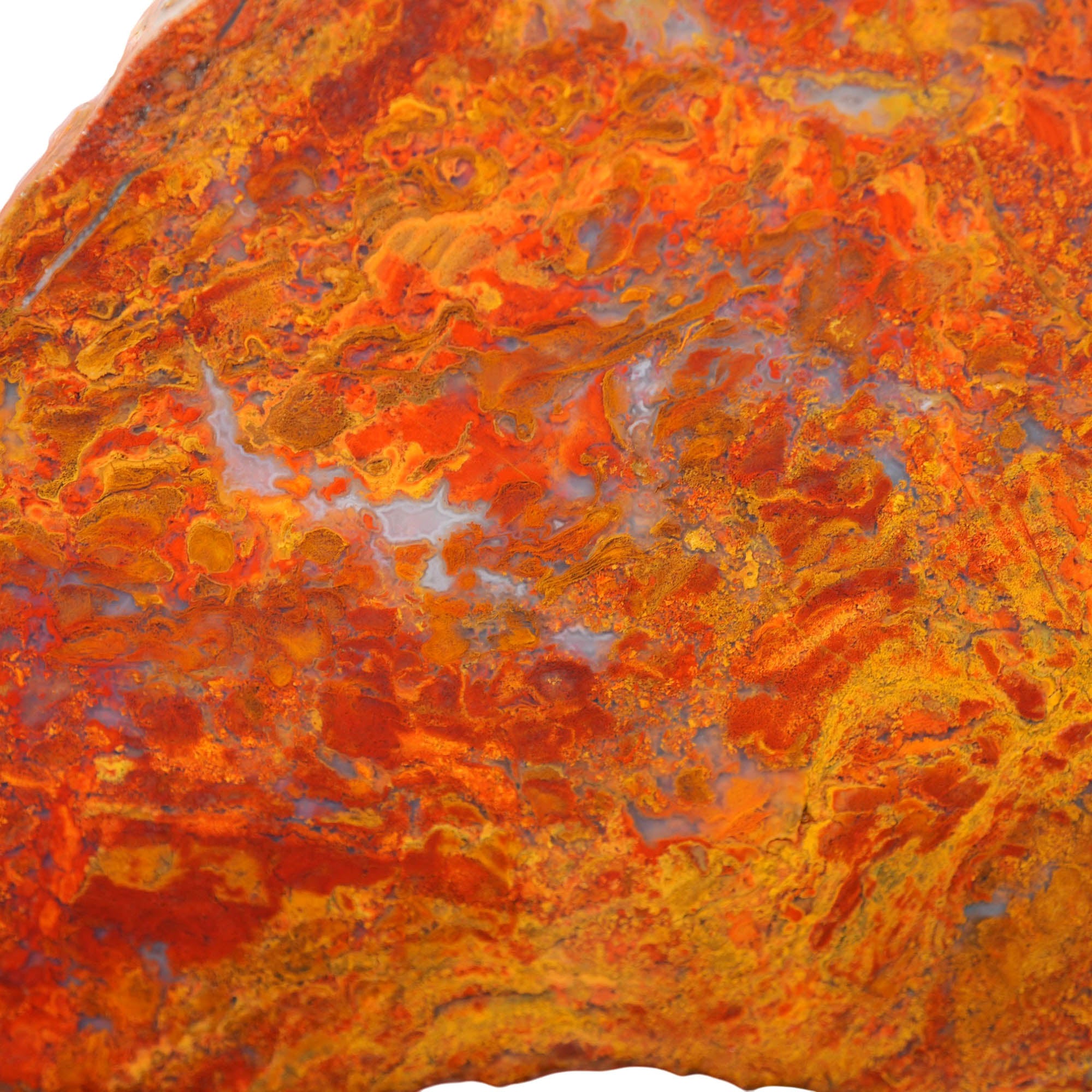 Apple Valley Agate Slab - Bright Red Golden Streaks with Moss