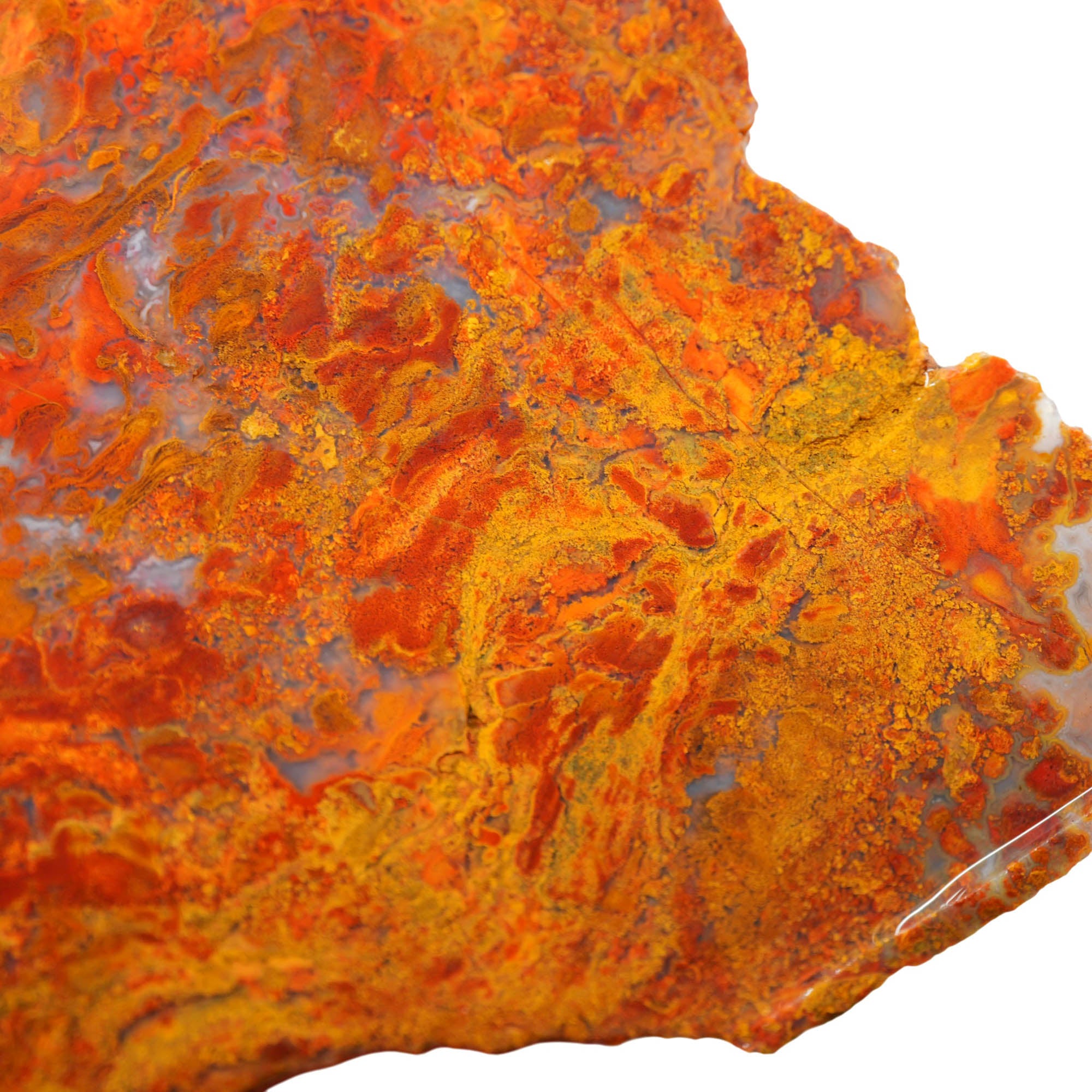 Apple Valley Agate Slab - Bright Red Golden Streaks with Moss