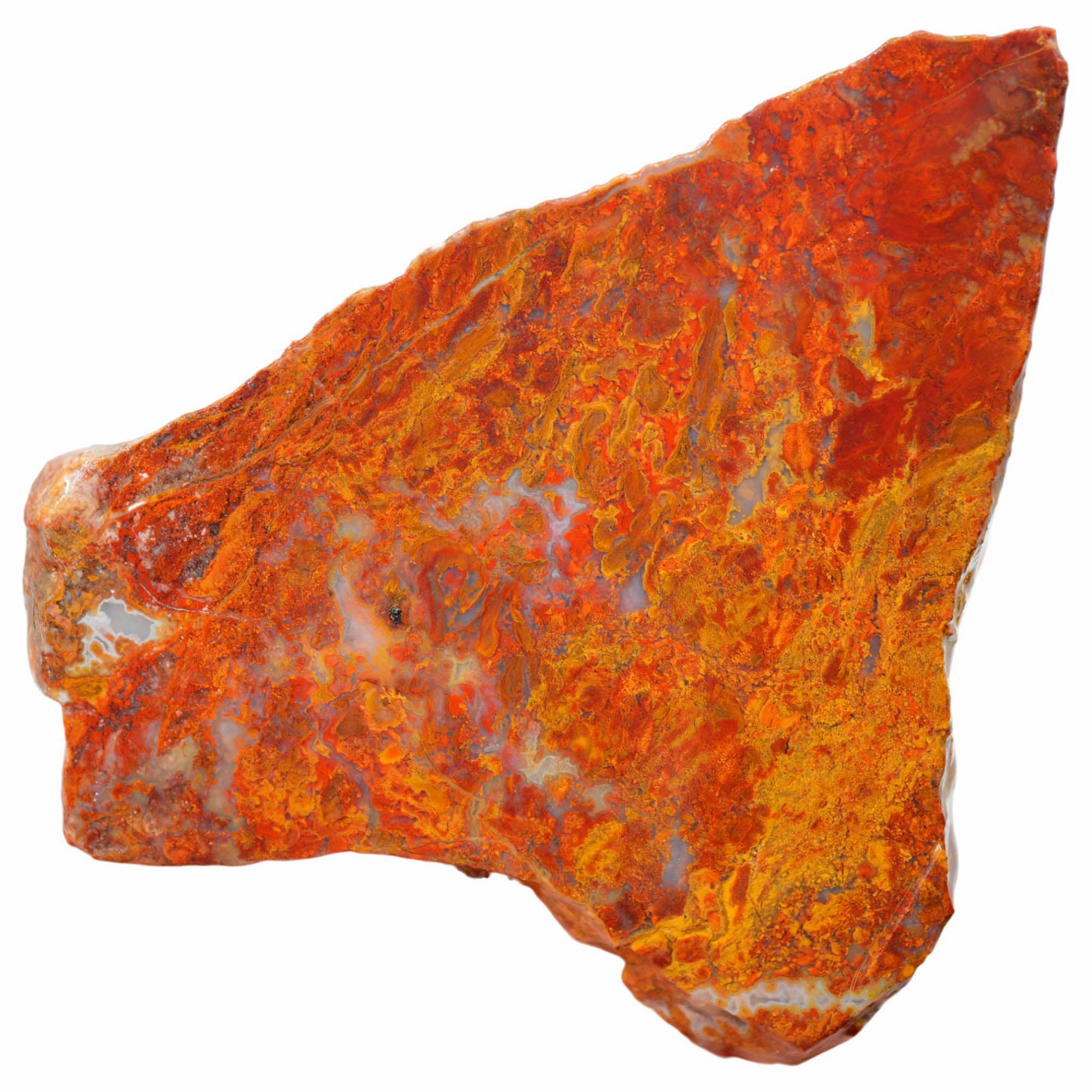 Apple Valley Agate Slab - Bright Red Golden Streaks with Moss