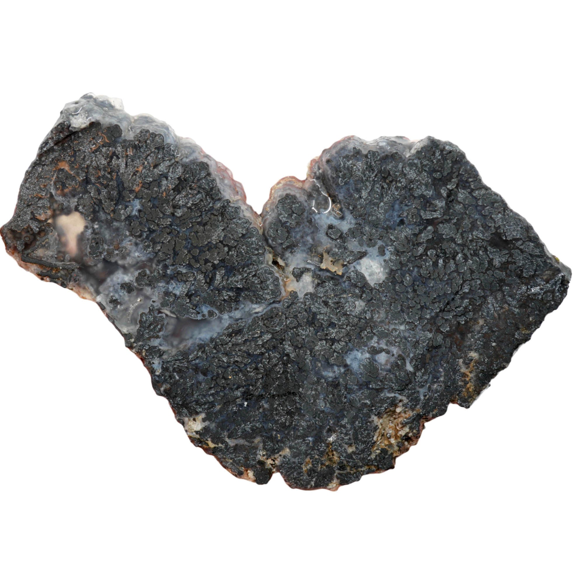 Psilomelane Marcasite Slab - Metallic Plume with High Contrast Banding
