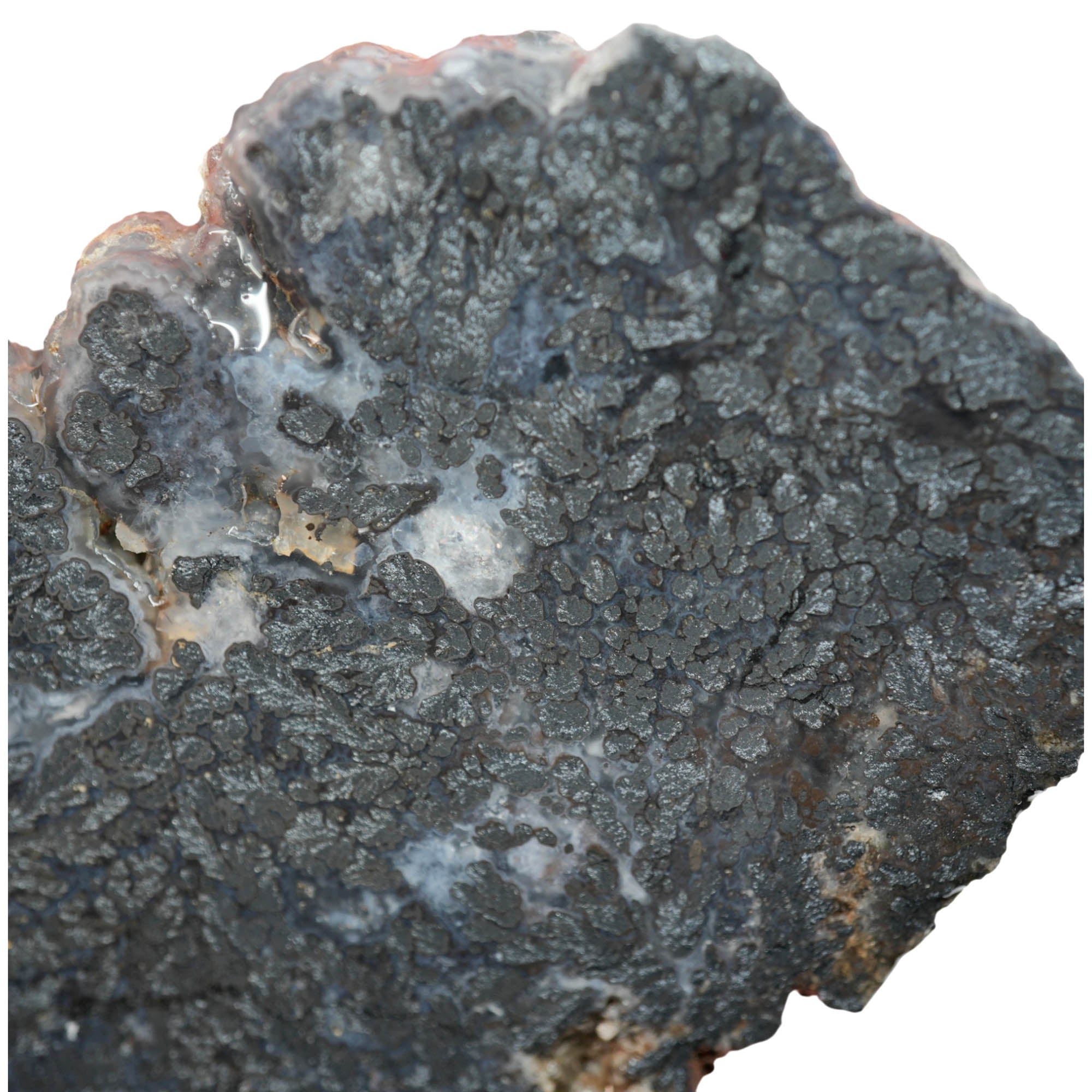 Psilomelane Marcasite Slab - Metallic Plume with High Contrast Banding