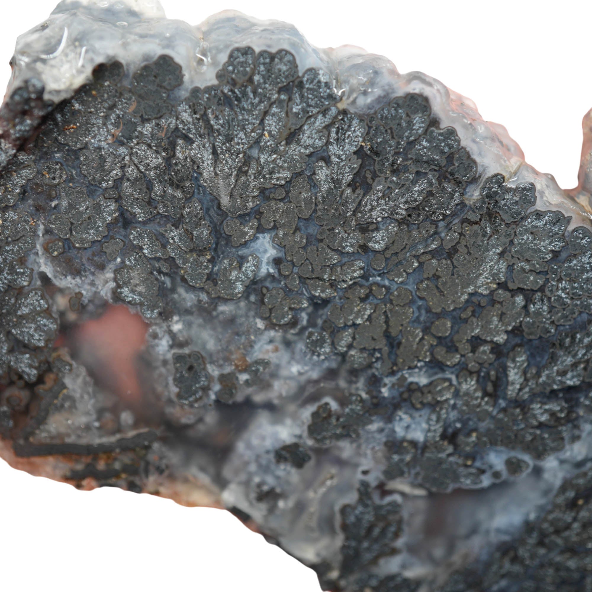 Psilomelane Marcasite Slab - Metallic Plume with High Contrast Banding