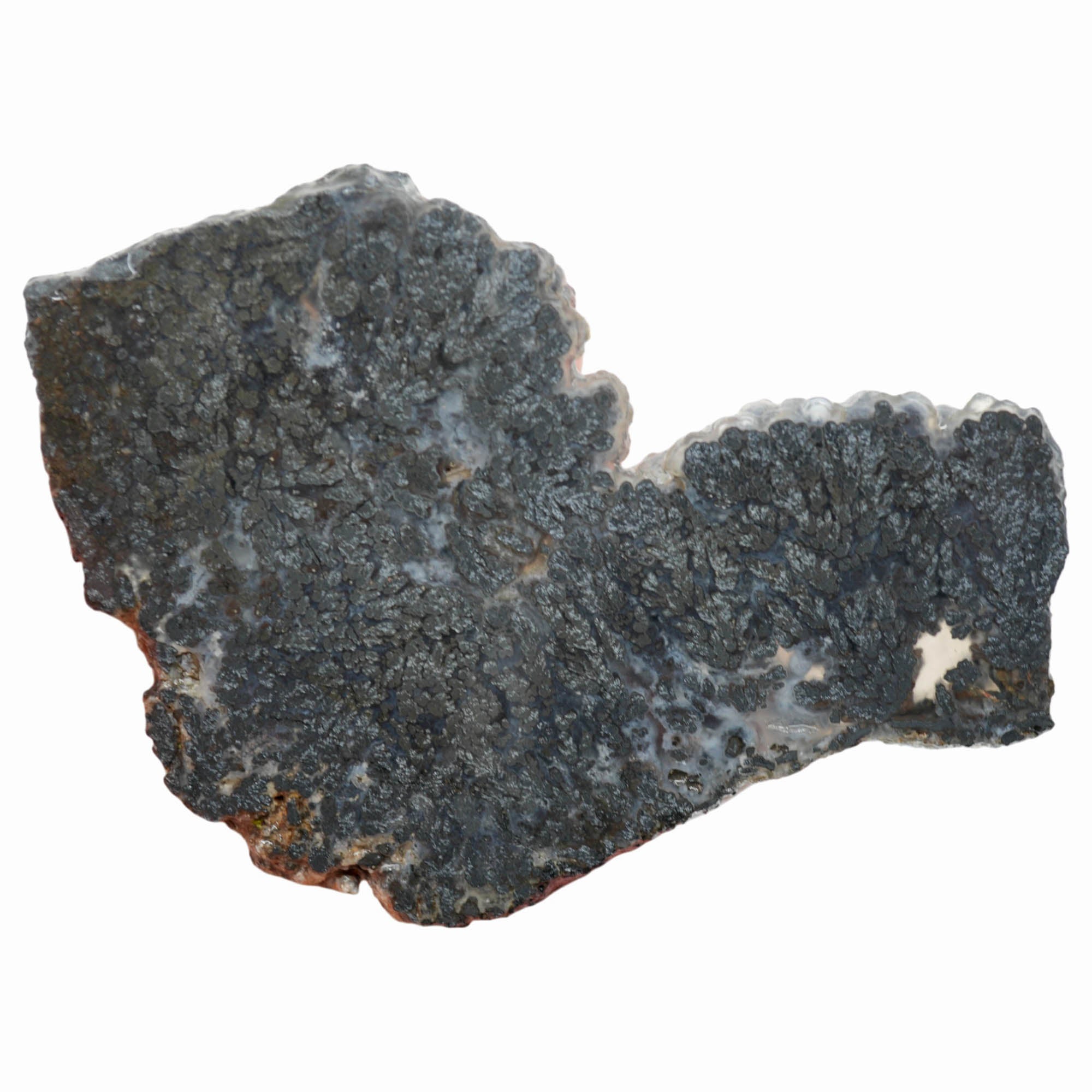 Psilomelane Marcasite Slab - Metallic Plume with High Contrast Banding