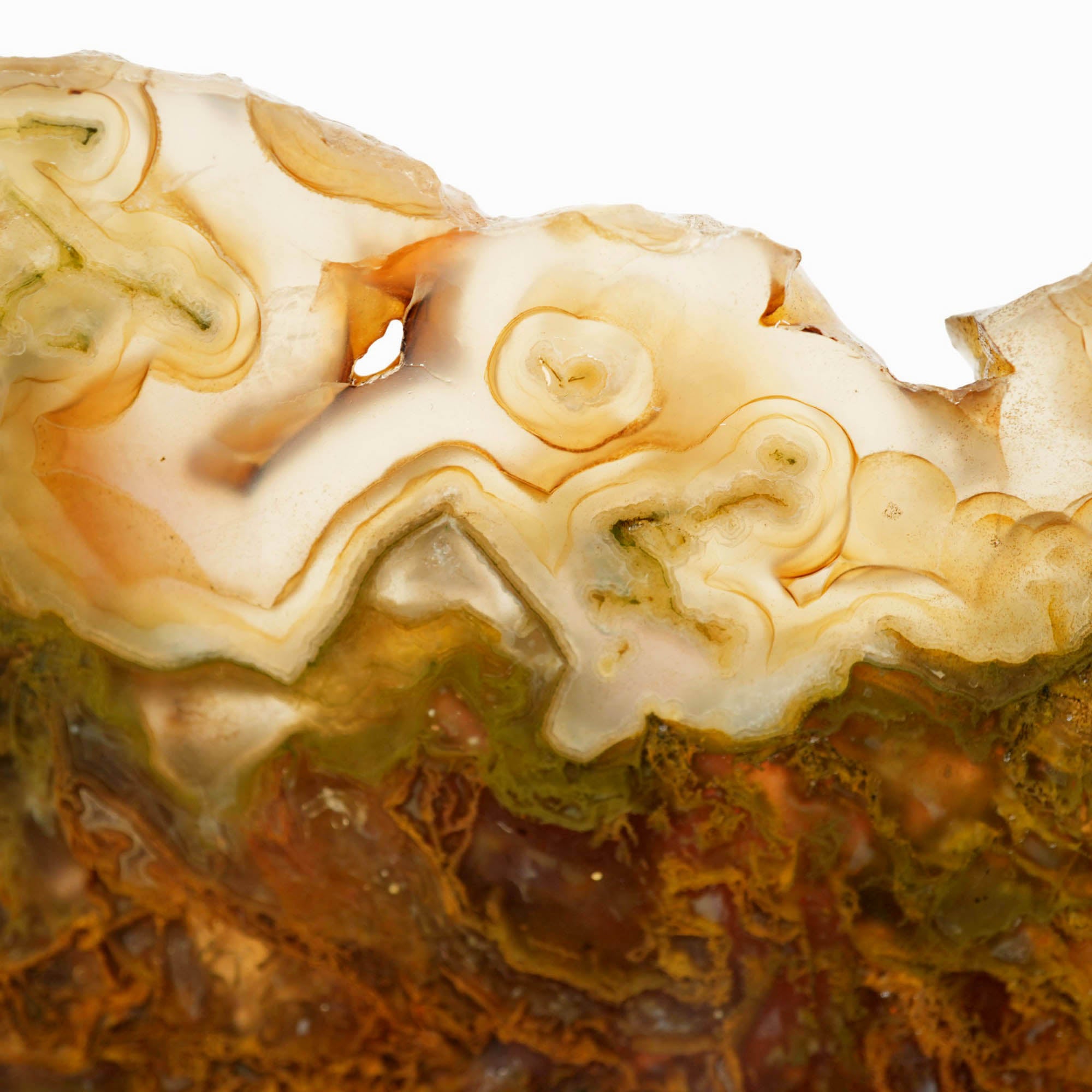 Maury Mountain Moss Agate Slab - Green Gold Moss with Tubes Old Stock