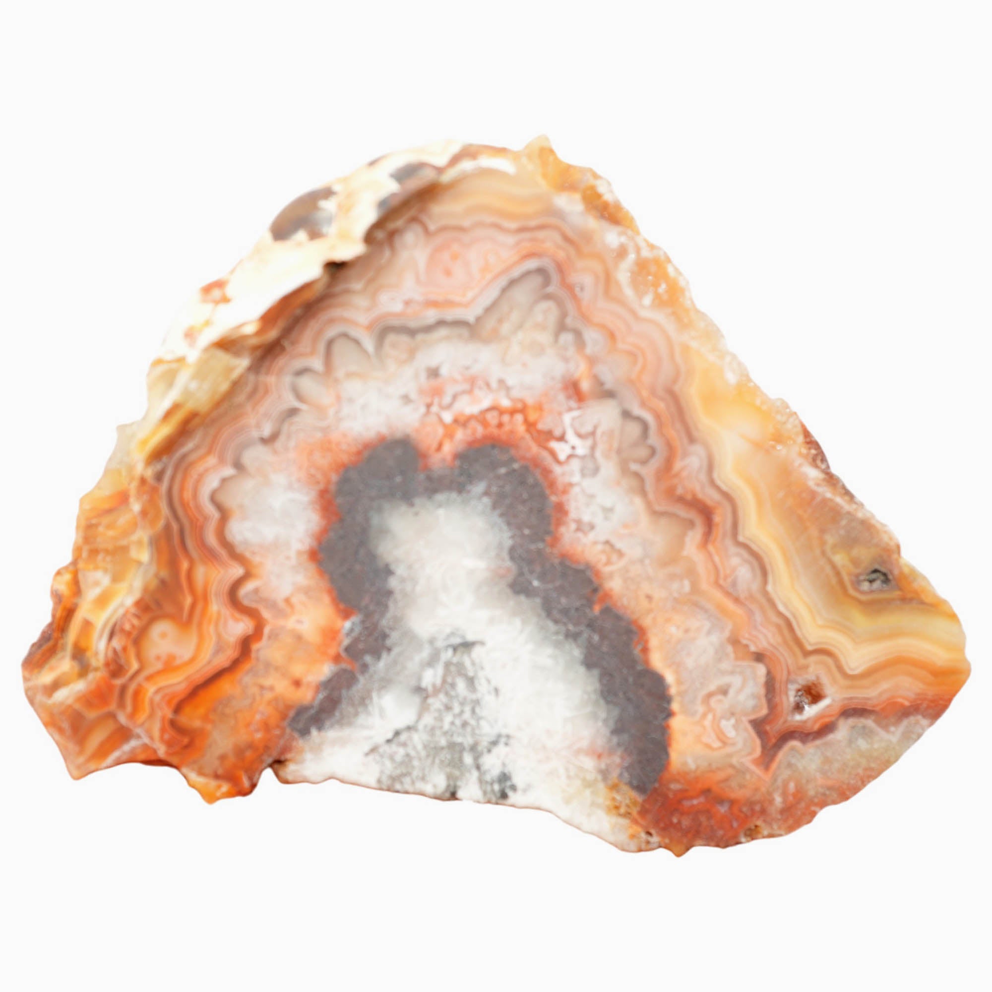 Crazy Lace Agate Slab - Black-Outlined Snowflakes with Lace