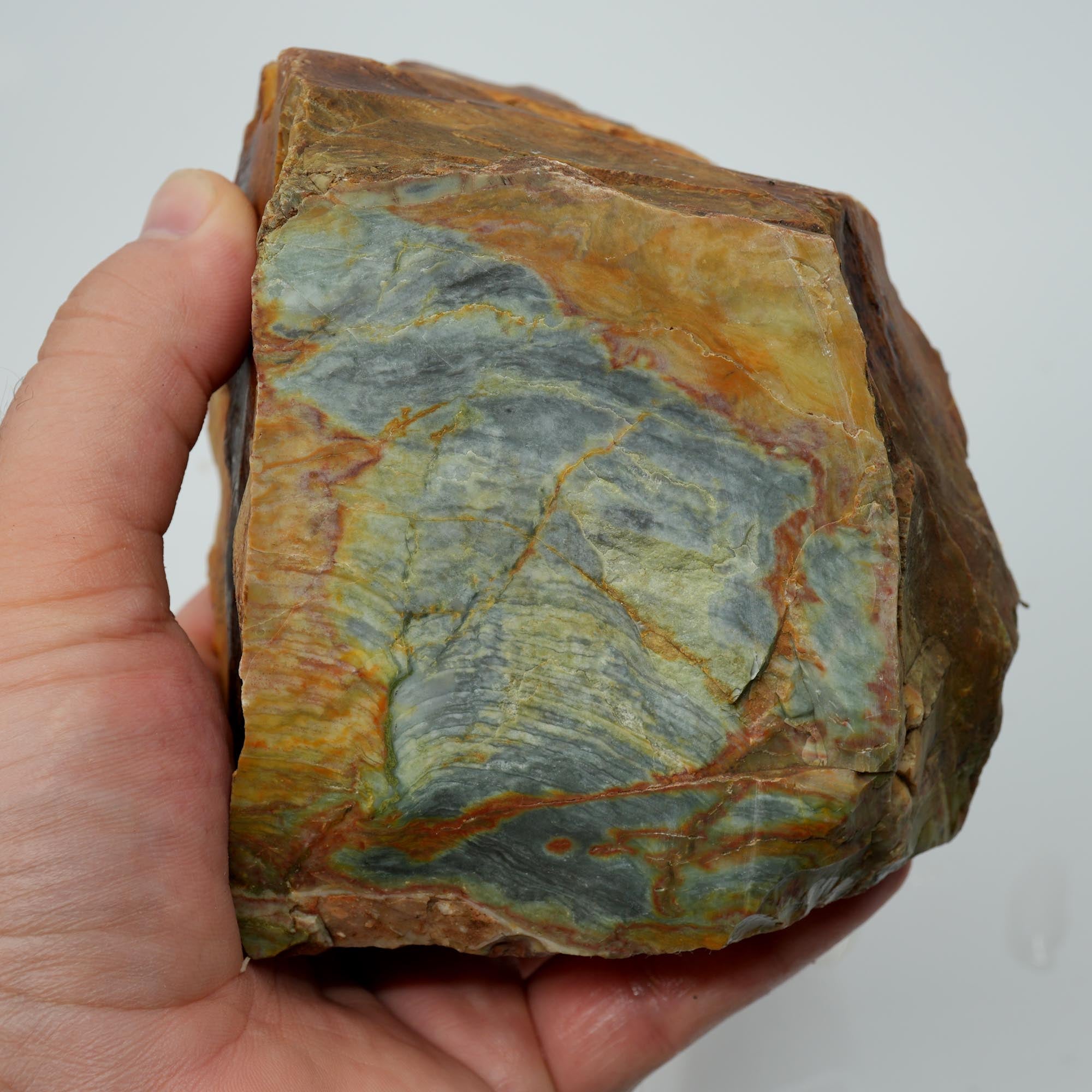 Vistaite Jasper Rough - Wavy Half Orb Blue-Green Old Stock
