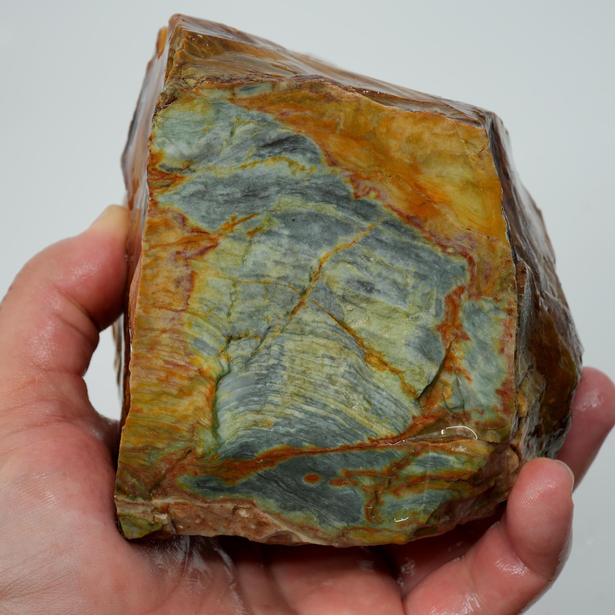 Vistaite Jasper Rough - Wavy Half Orb Blue-Green Old Stock