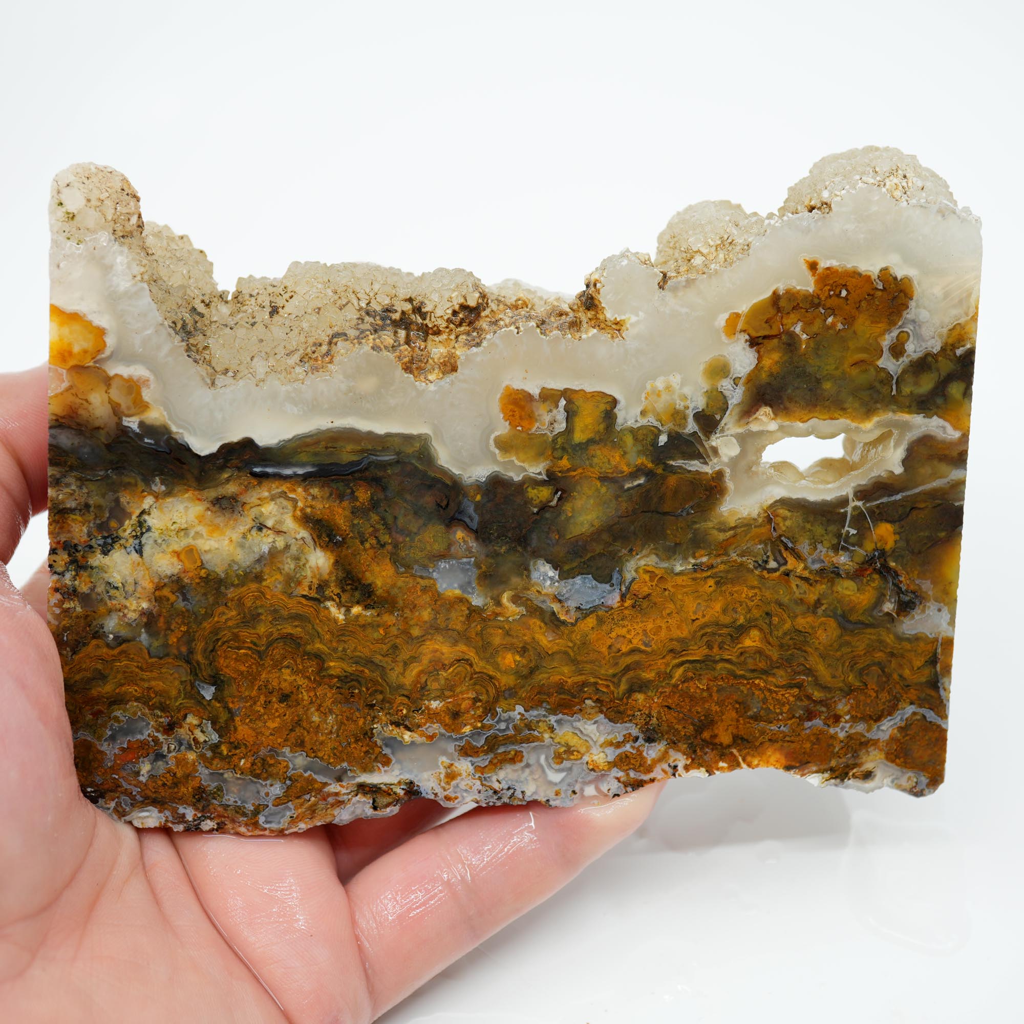 Jumpin Jeep Plume Agate Endcut - Oil Paint Pattern Quartz Druzy