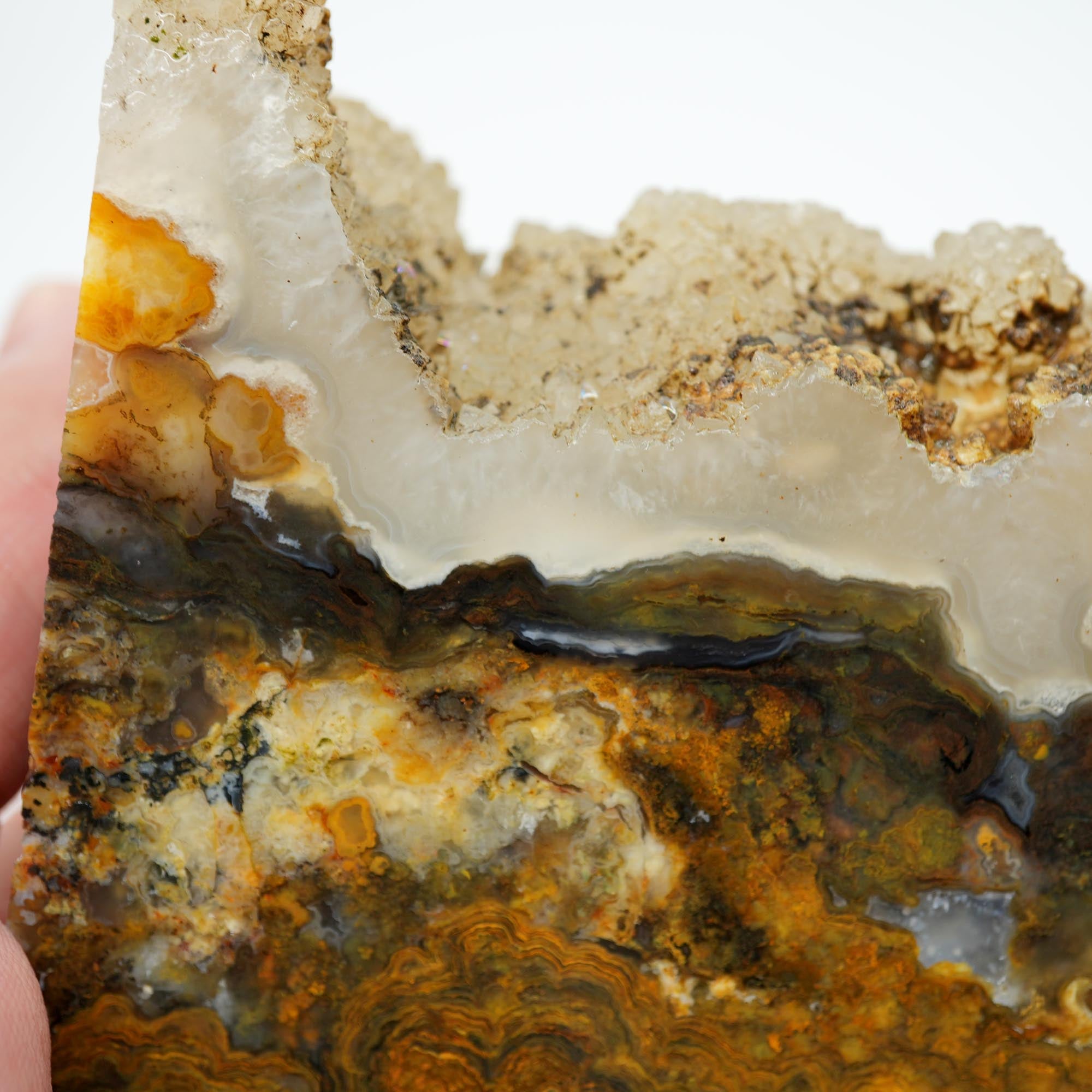 Jumpin Jeep Plume Agate Endcut - Oil Paint Pattern Quartz Druzy