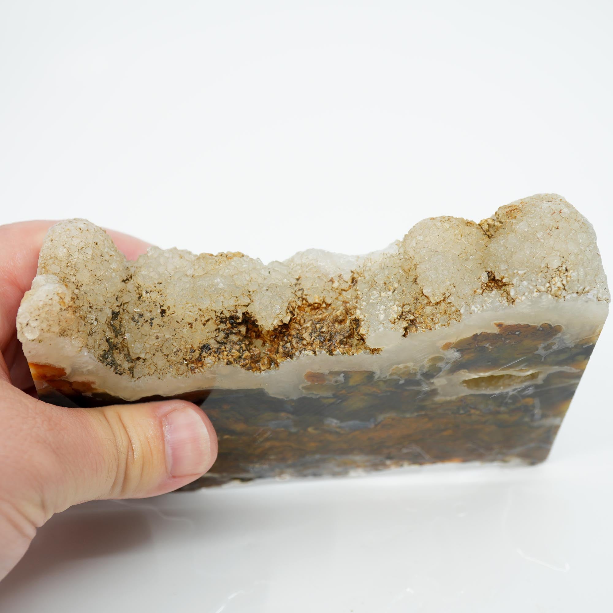 Jumpin Jeep Plume Agate Endcut - Oil Paint Pattern Quartz Druzy