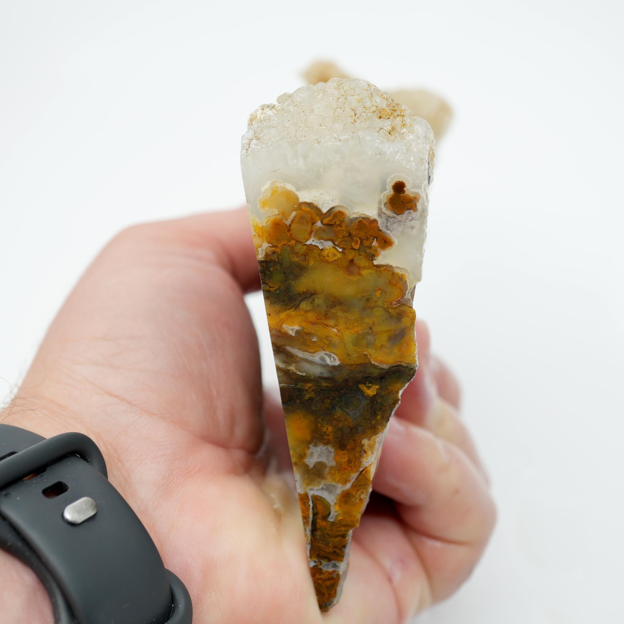 Jumpin Jeep Plume Agate Endcut - Oil Paint Pattern Quartz Druzy