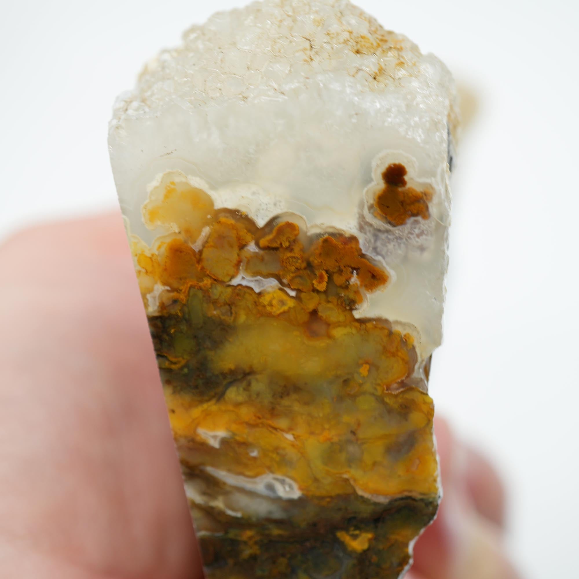 Jumpin Jeep Plume Agate Endcut - Oil Paint Pattern Quartz Druzy