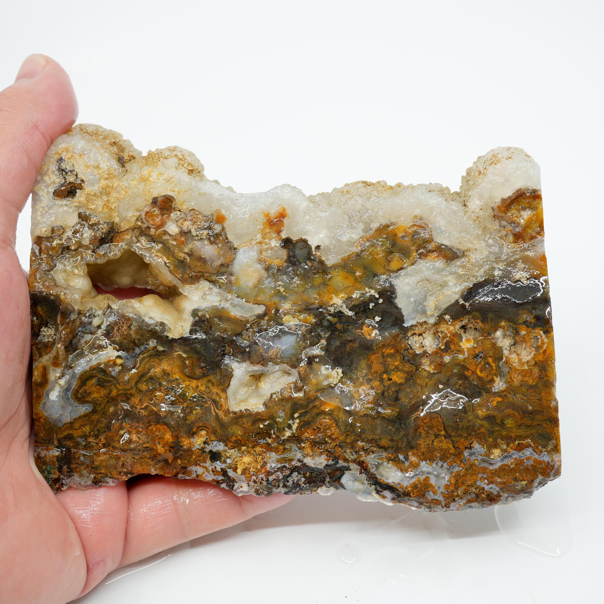 Jumpin Jeep Plume Agate Endcut - Oil Paint Pattern Quartz Druzy