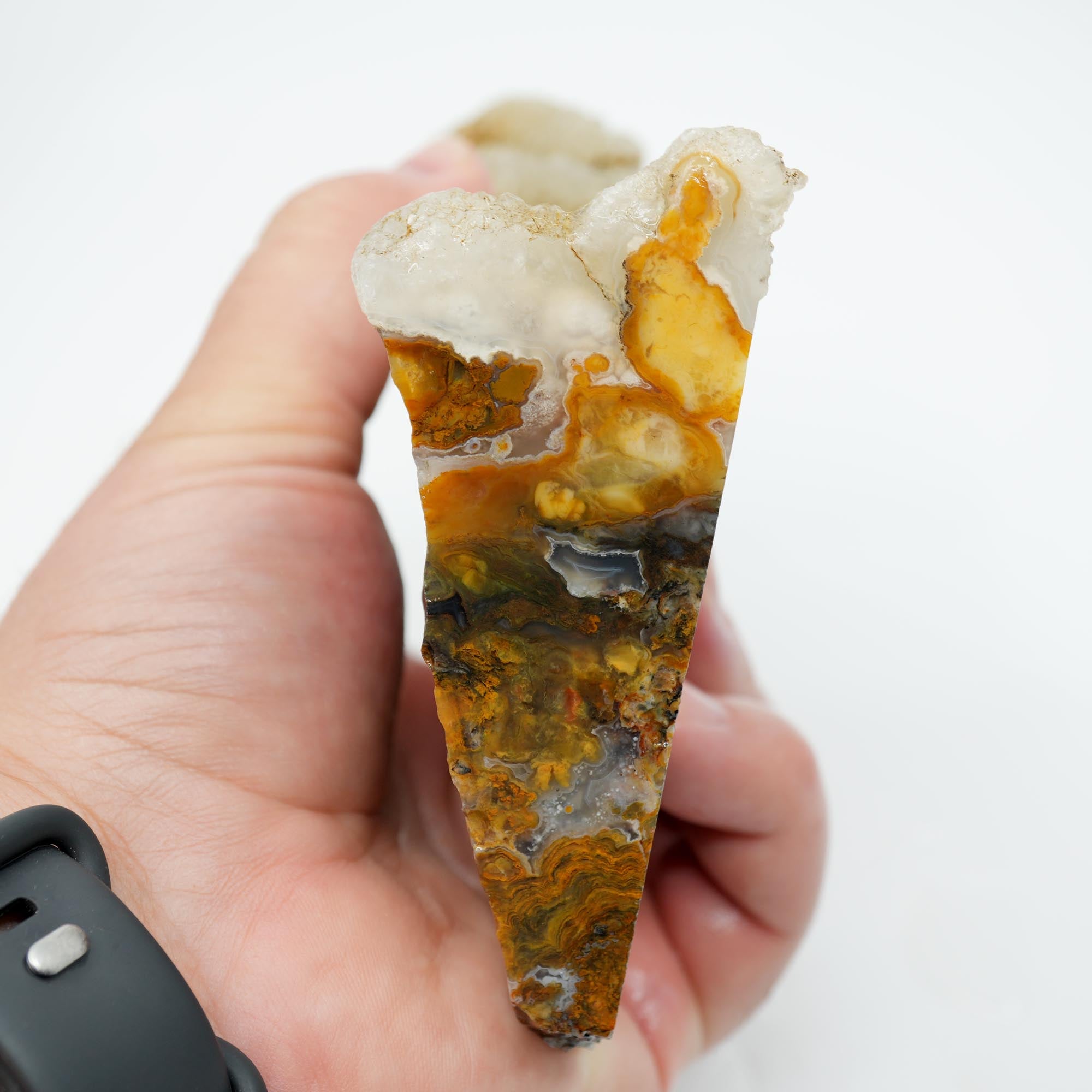 Jumpin Jeep Plume Agate Endcut - Oil Paint Pattern Quartz Druzy