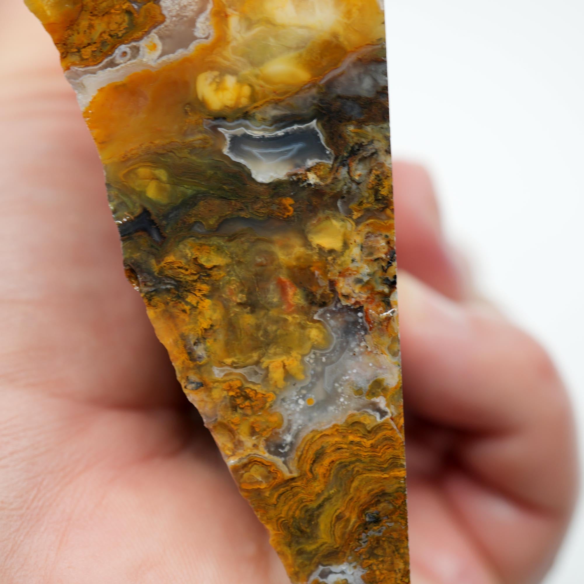 Jumpin Jeep Plume Agate Endcut - Oil Paint Pattern Quartz Druzy