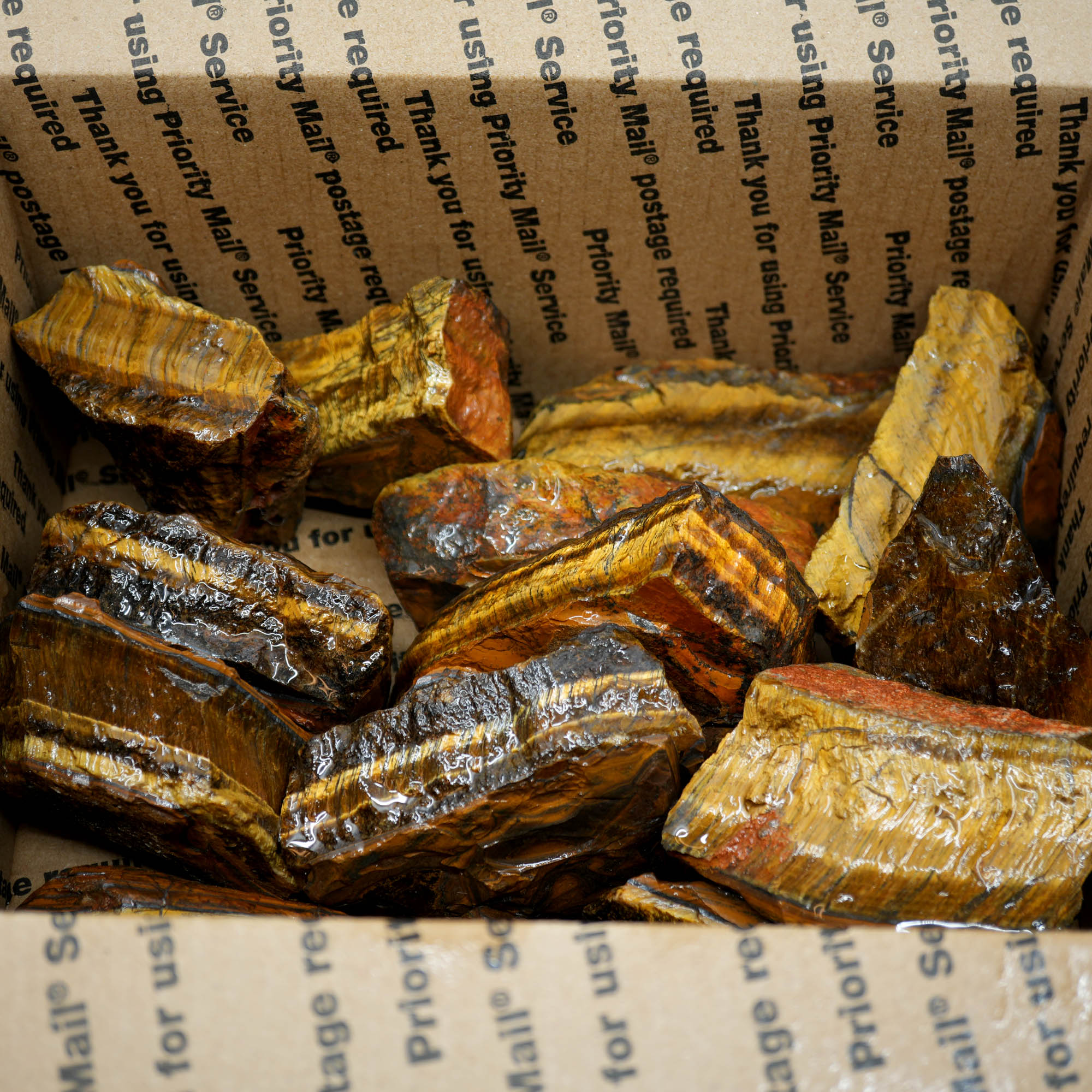 Golden Tiger Eye Rough Strong Flash Chatoyant Hawkeye Blue #F367-Photo8