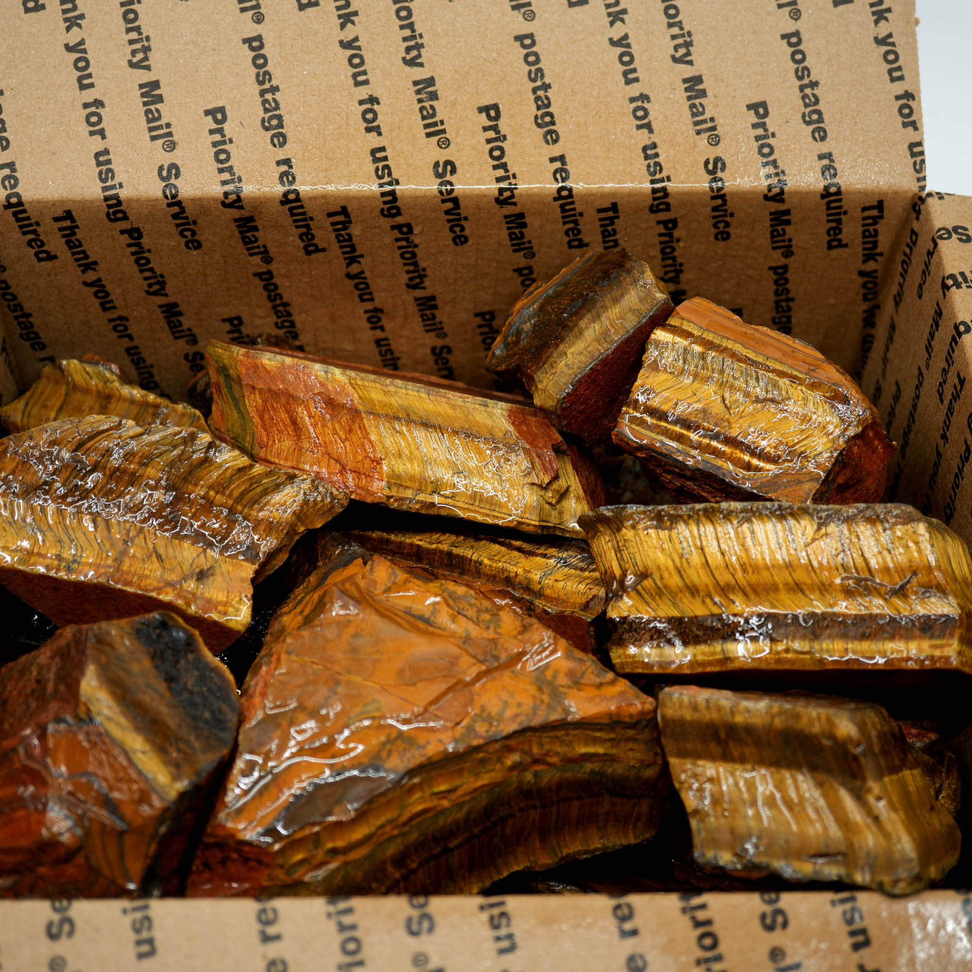 Golden Tiger Eye Rough Strong Flash Chatoyant Hawkeye Blue #F367-Photo9