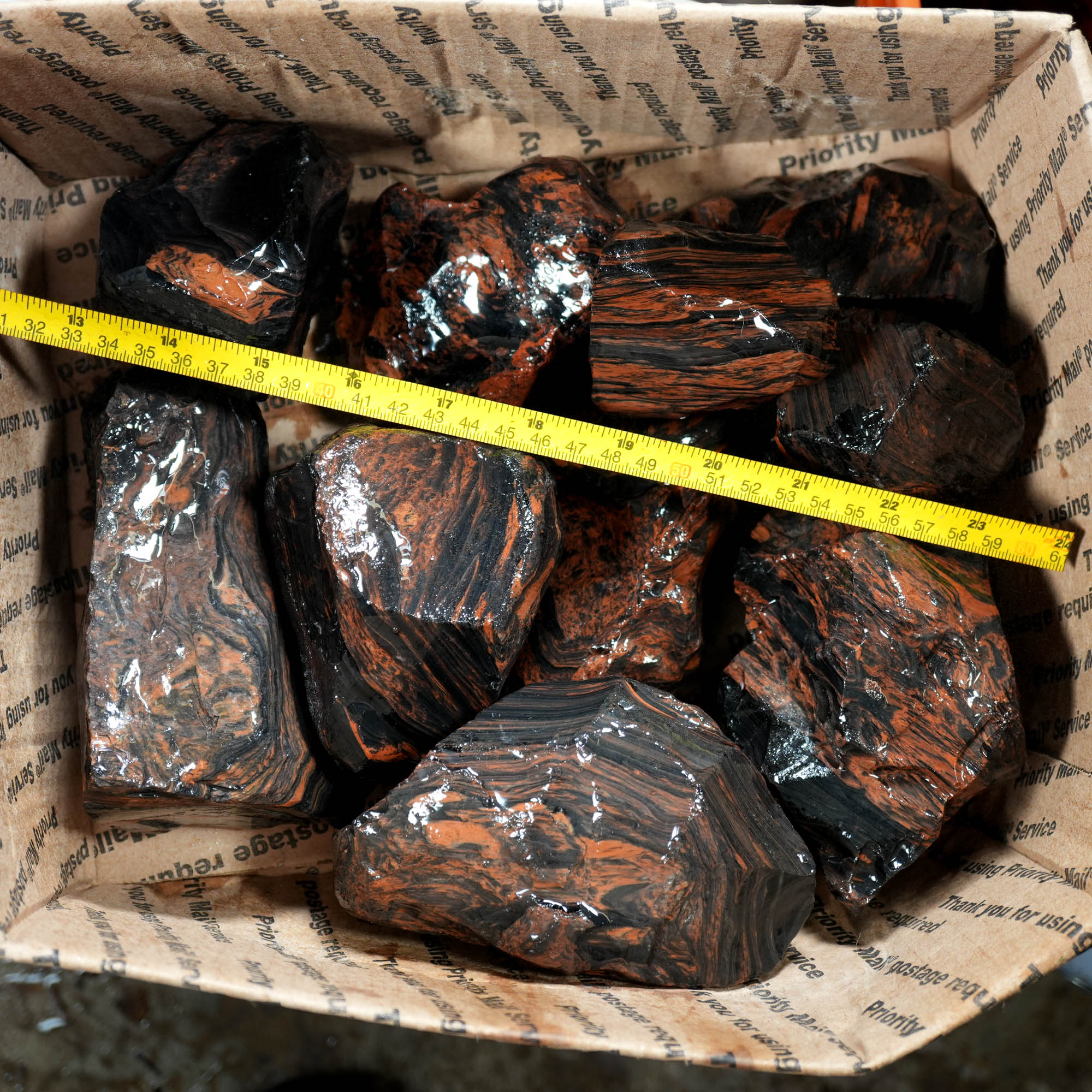 Tri-Flow Obsidian Cutting Rough – Mahogany Flow Patterns Glass Butte #F369-Photo12
