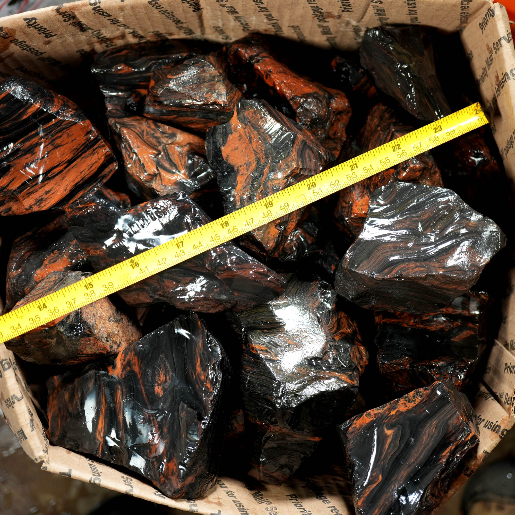Tri-Flow Obsidian Cutting Rough – Mahogany Flow Patterns Glass Butte #F369-Photo13
