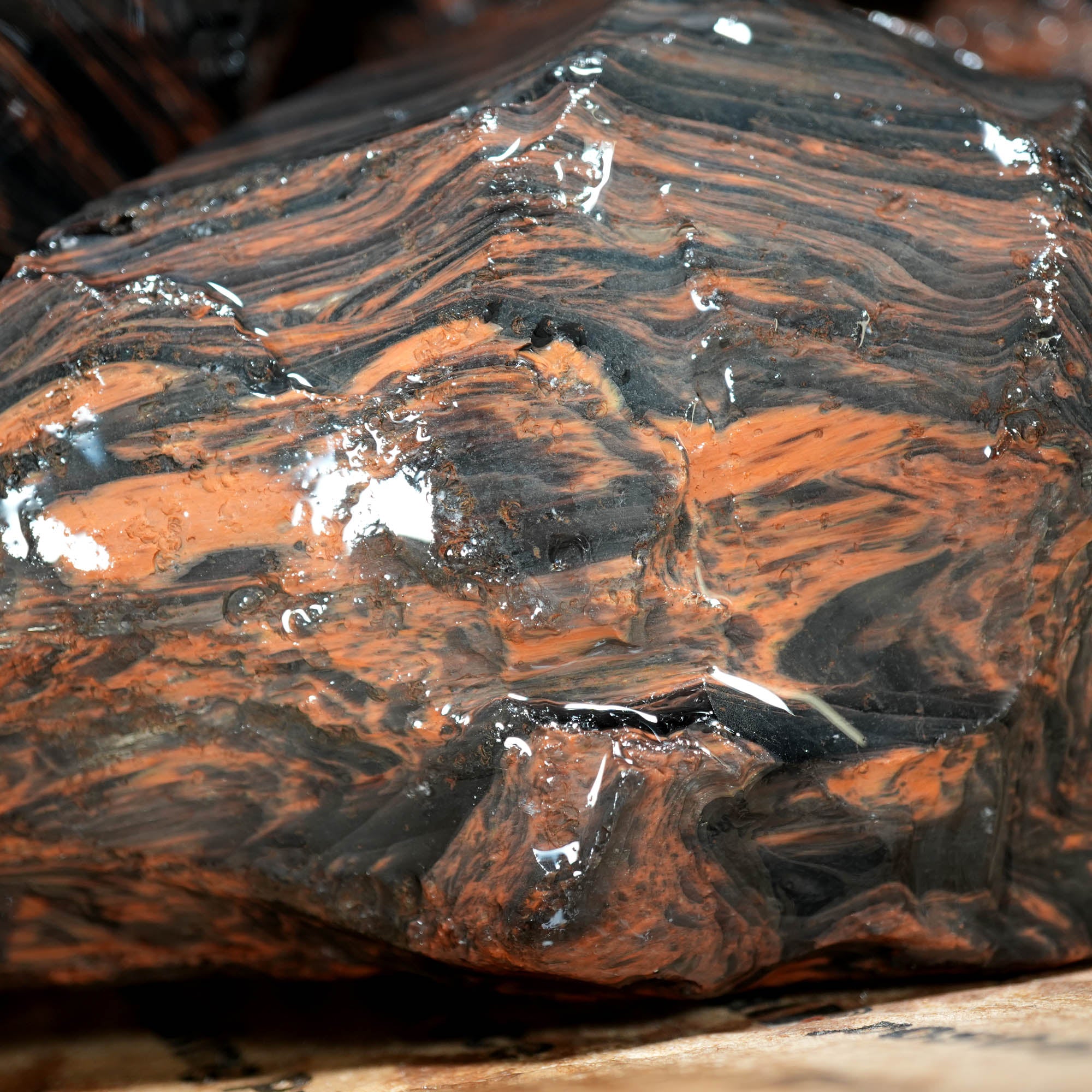 Tri-Flow Obsidian Cutting Rough – Mahogany Flow Patterns Glass Butte #F369-Photo2