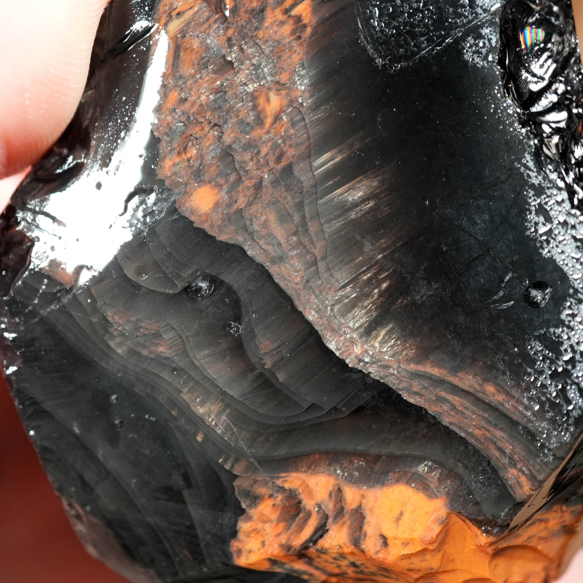 Tri-Flow Obsidian Cutting Rough – Mahogany Flow Patterns Glass Butte #F369-Photo6