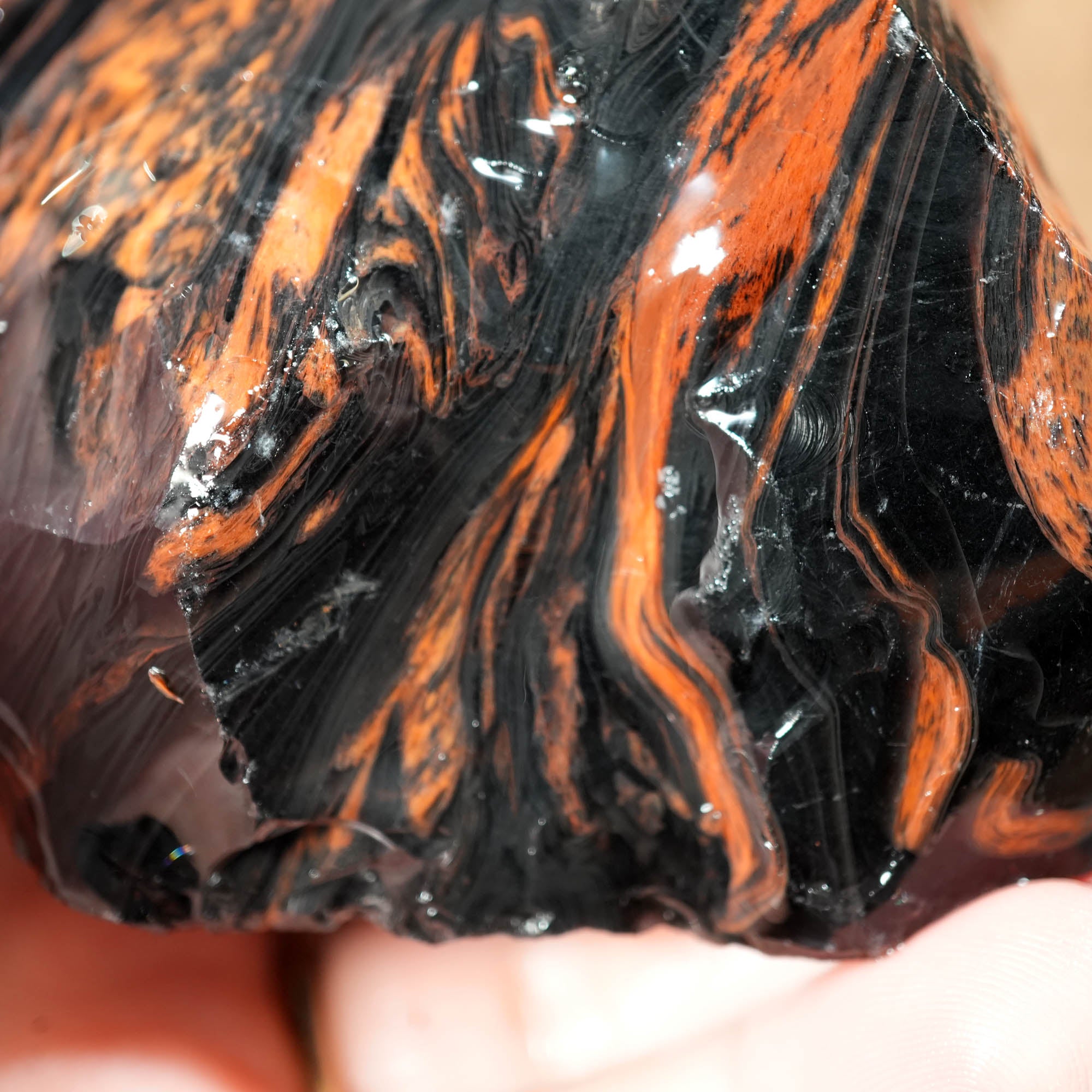 Tri-Flow Obsidian Cutting Rough – Mahogany Flow Patterns Glass Butte #F369-Photo8