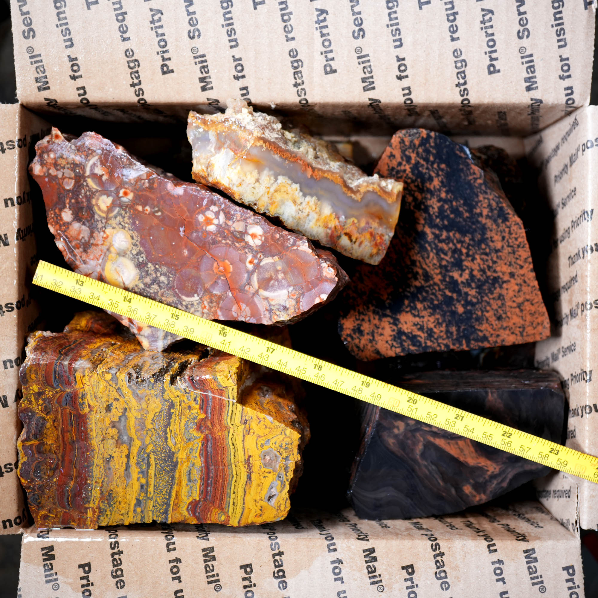 Mixed Cut and Proven Rough - Jasper Agate Obsidian Pattern Display #F378-Photo17