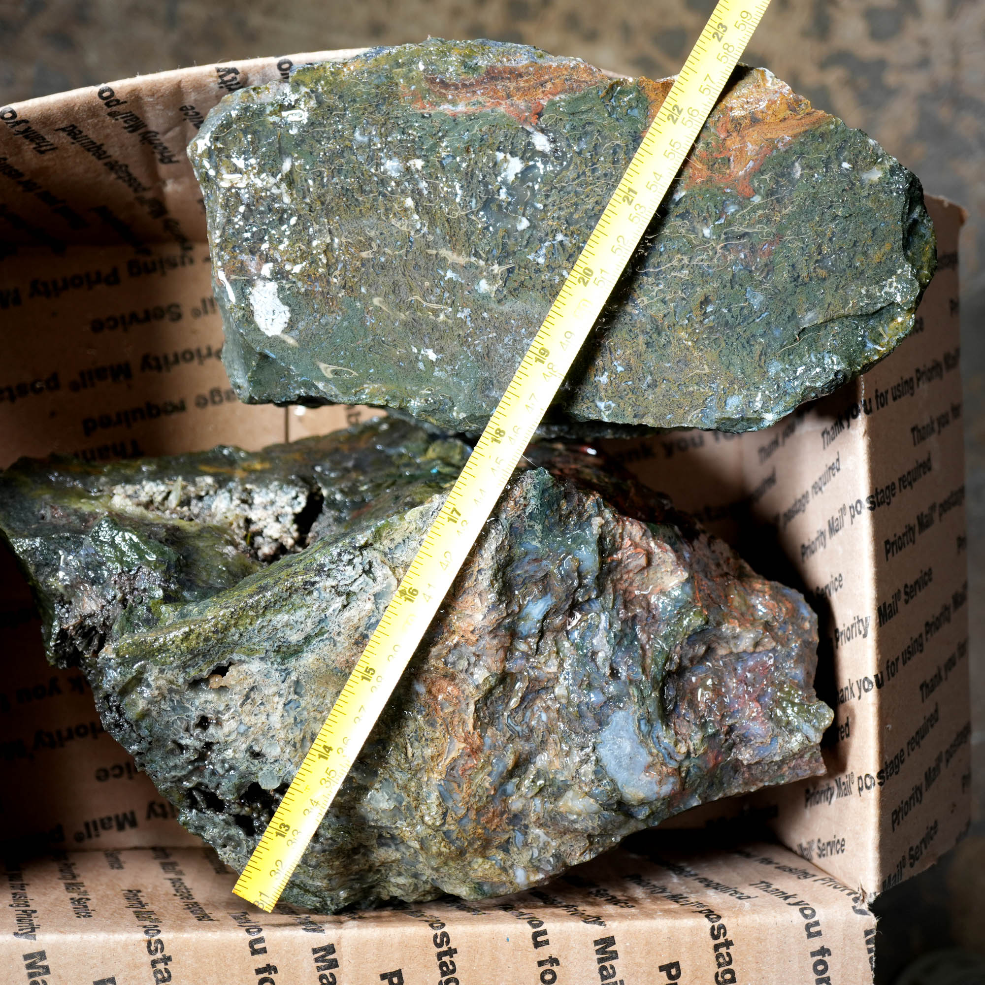 Maury Mountain Moss Agate Duo - Classic Green Moss Cutters #F379-Photo9