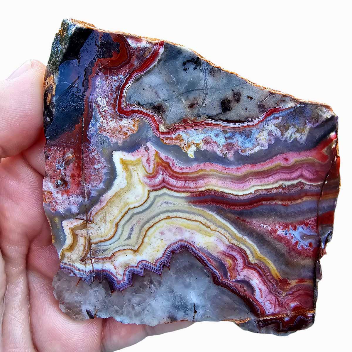 Flor de Durazno Flower of Peach Lace Agate Slab  Lapidary Stone Slab