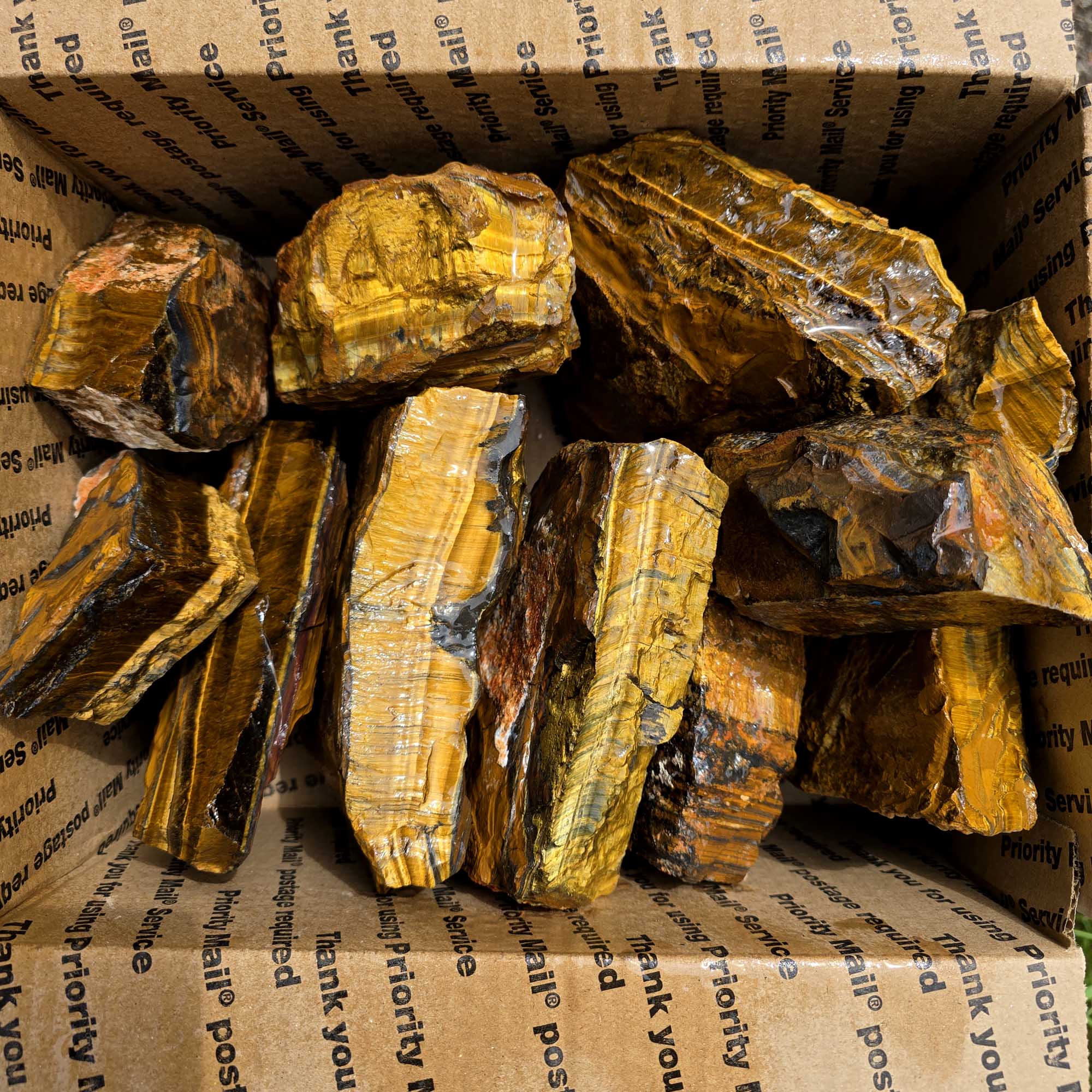 Golden Tiger Eye Cutting Rough Flatrate Lapidary Stone