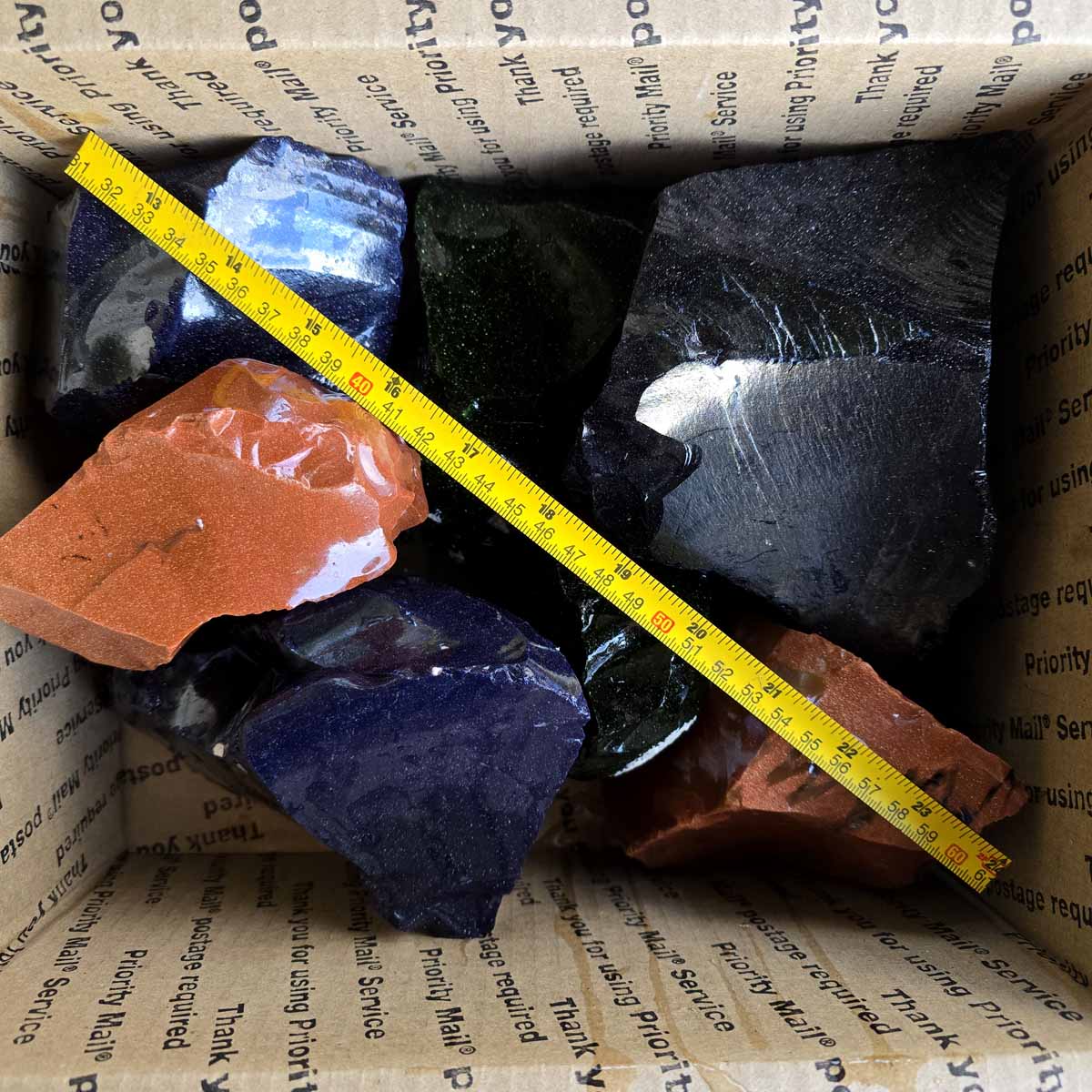 Red Green Blue Black Goldstone Lapidary Cutting Rough Stones Specimens